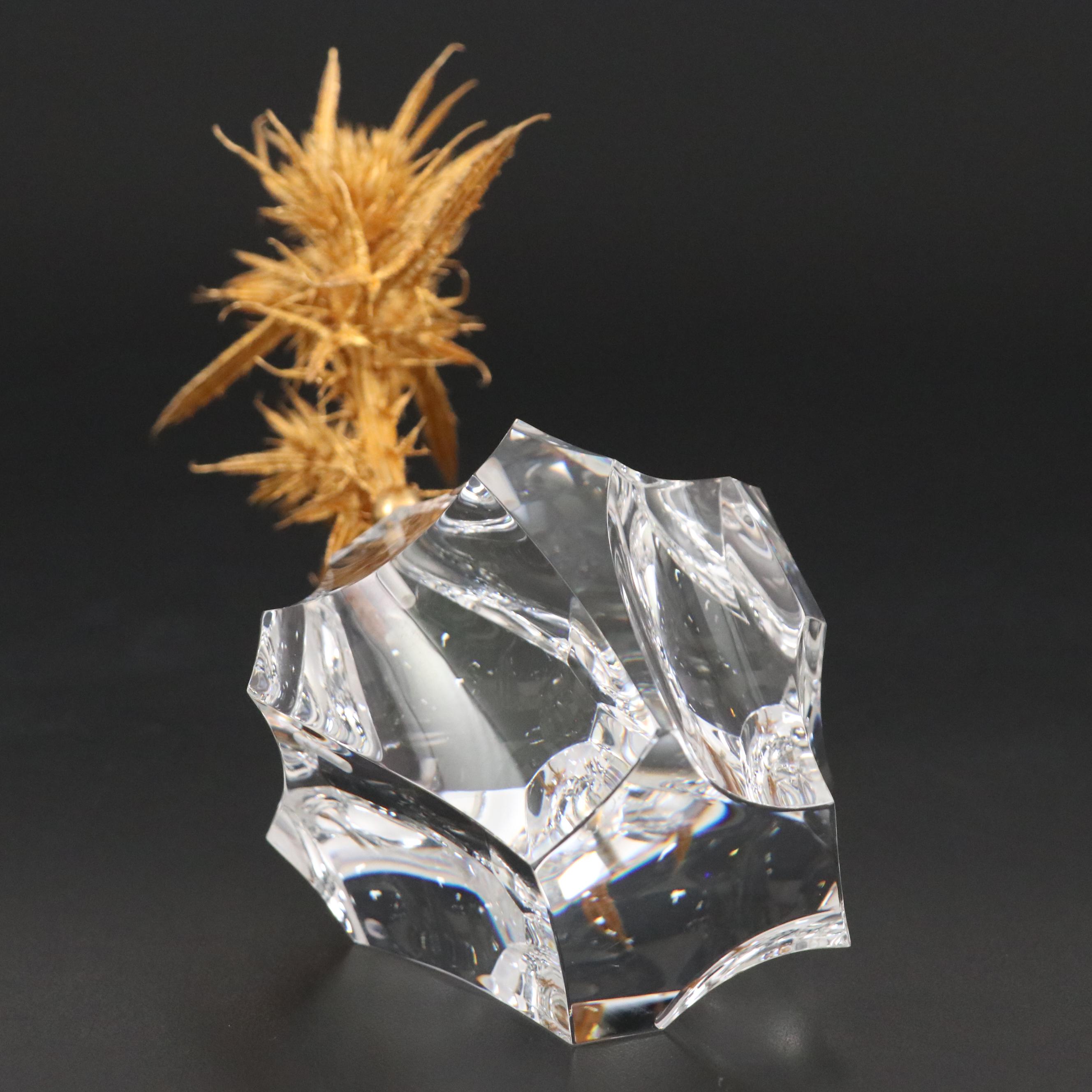 James Houston for Steuben "Thistle Rock" Art Glass and 18K Gilt Figurine, 1976