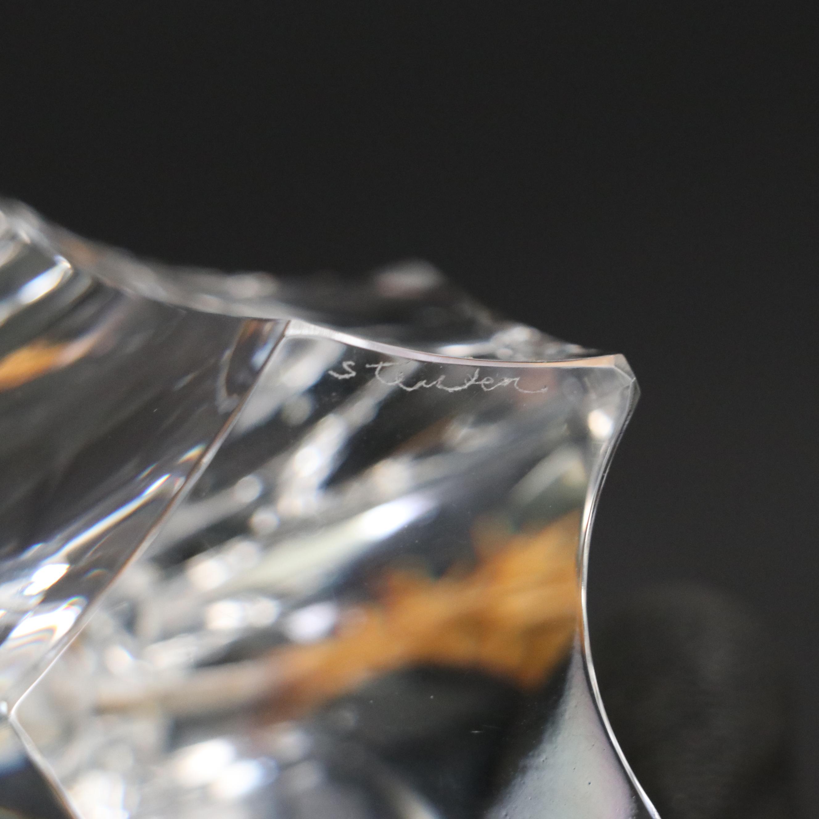 James Houston for Steuben "Thistle Rock" Art Glass and 18K Gilt Figurine, 1976