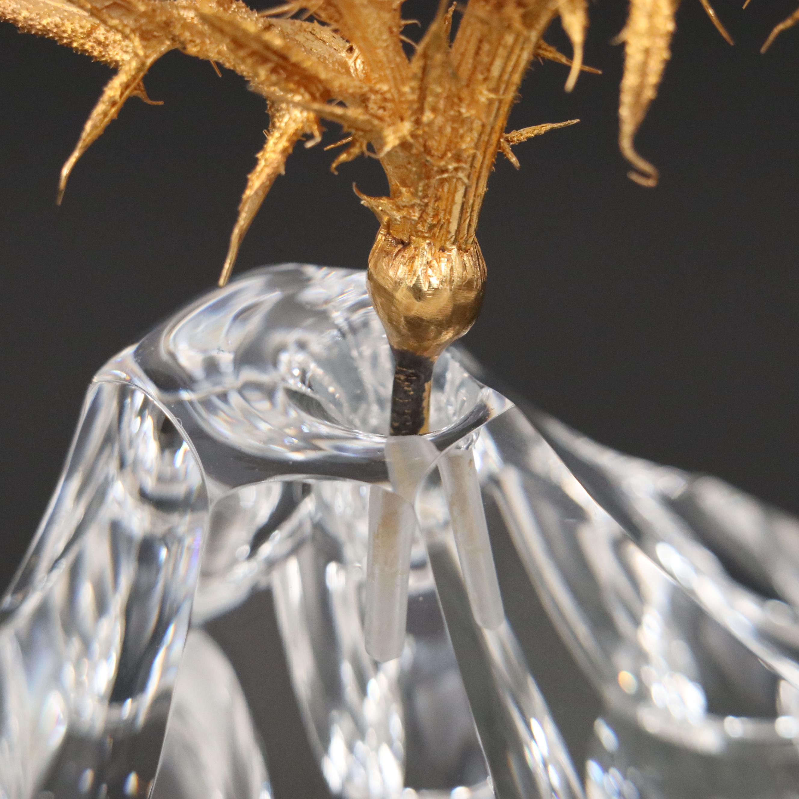 James Houston for Steuben "Thistle Rock" Art Glass and 18K Gilt Figurine, 1976