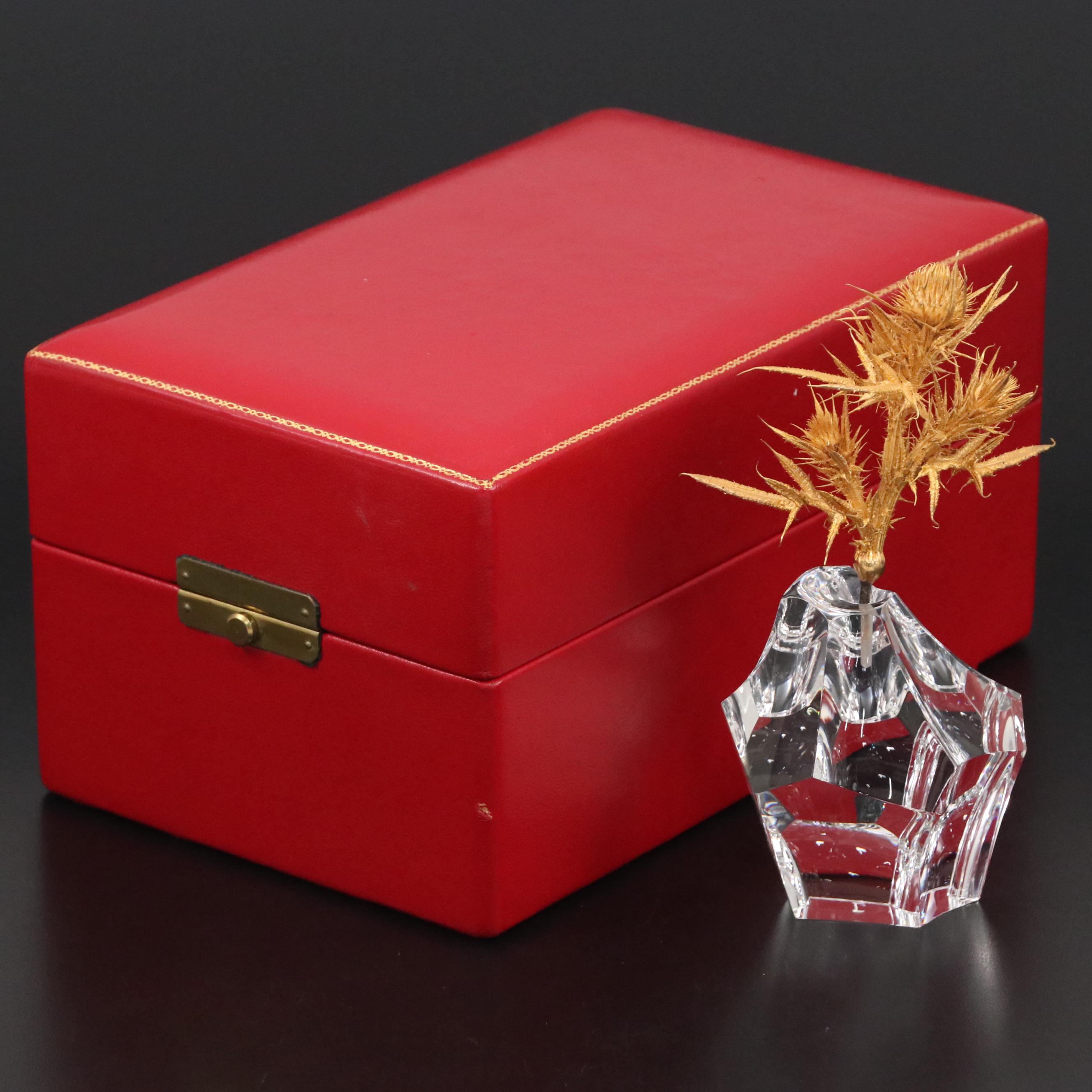 James Houston for Steuben "Thistle Rock" Art Glass and 18K Gilt Figurine, 1976