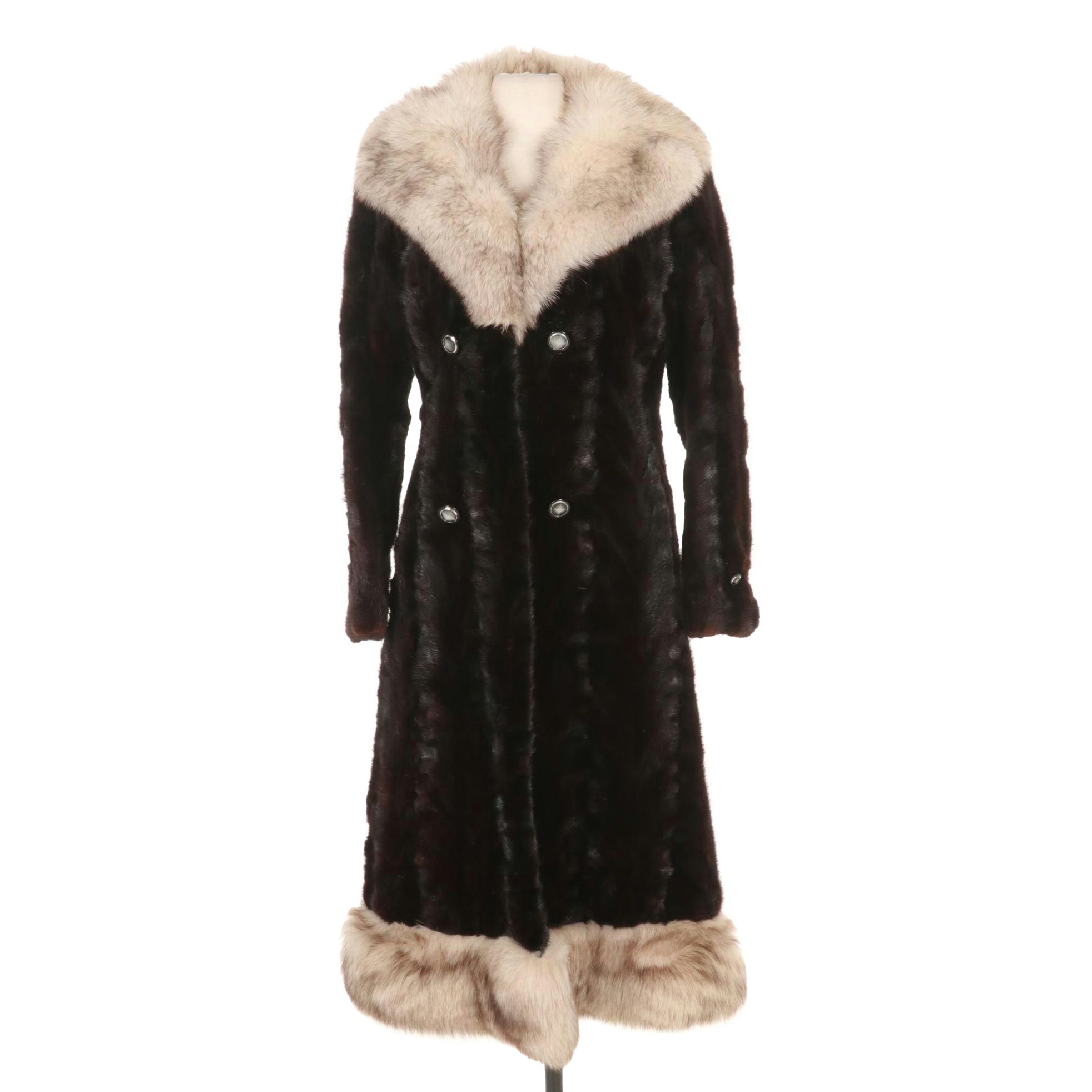 Vintage Mink Paw and Fox Fur Coat with Zip-Off Hem