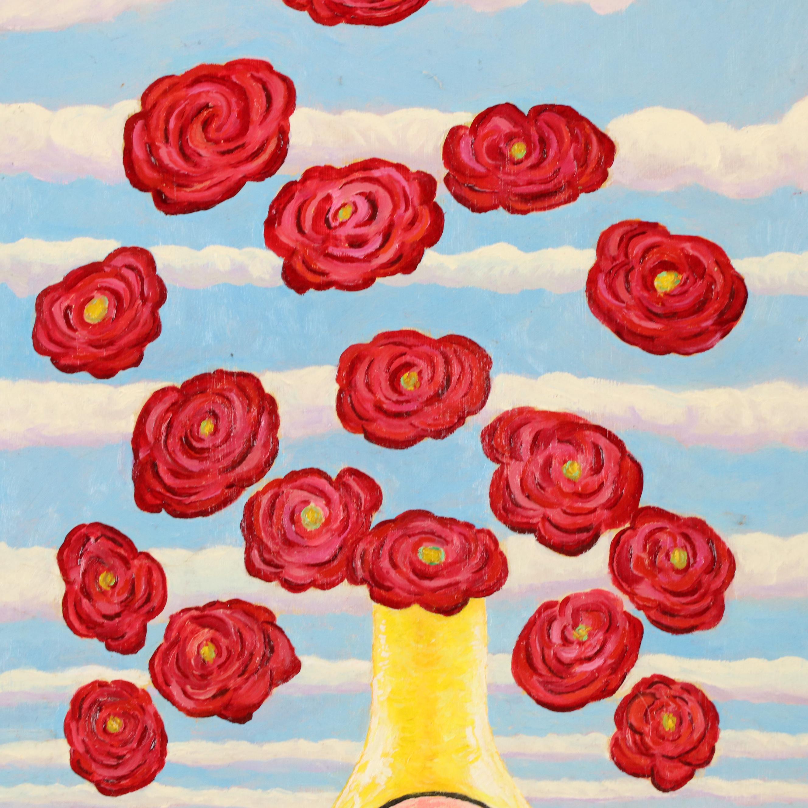 J. Thomas Watkins Surrealist Style Floral Still Life Oil Painting