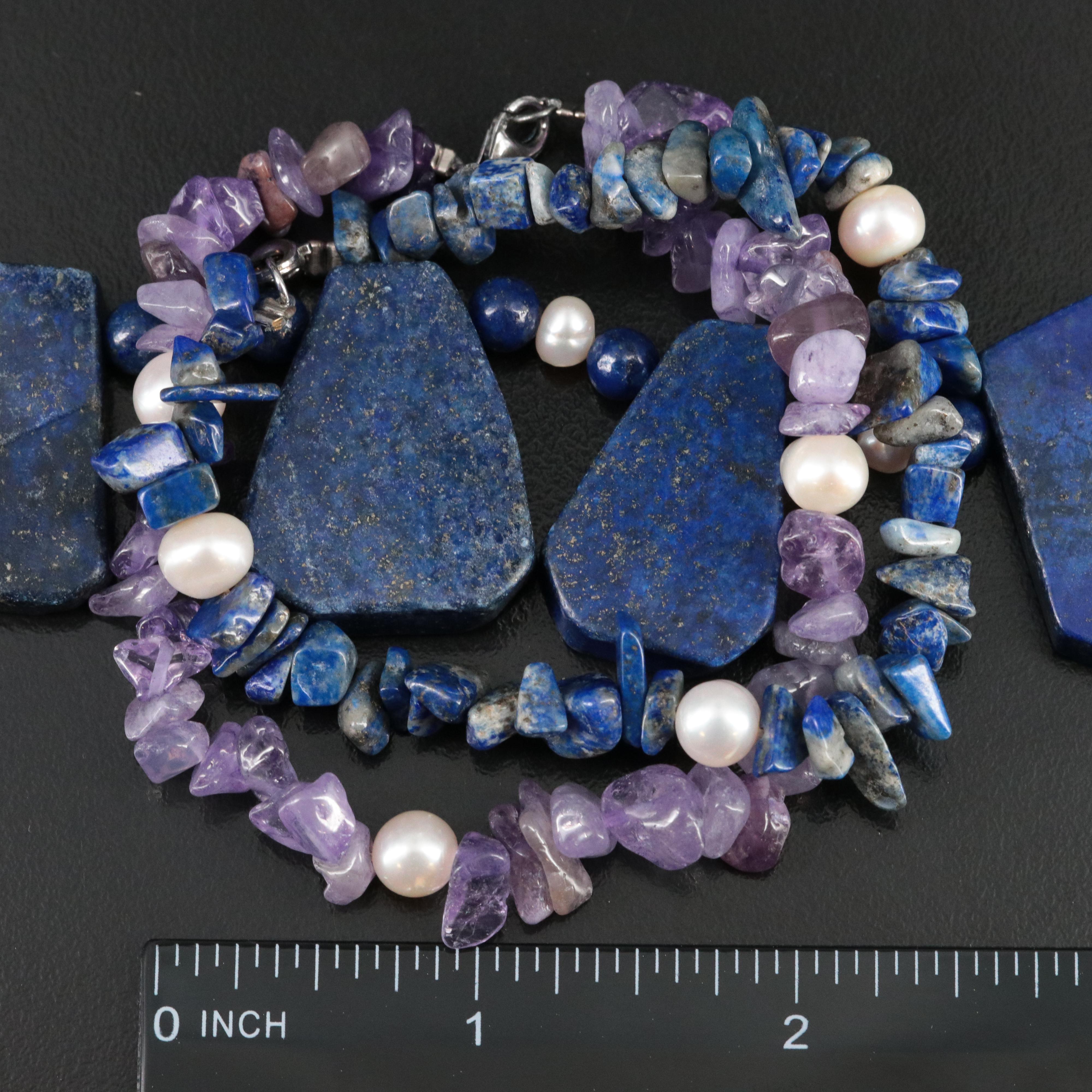Lapis Lazuli, Pearl and Sterling Featured in Necklace and Bracelet Collection