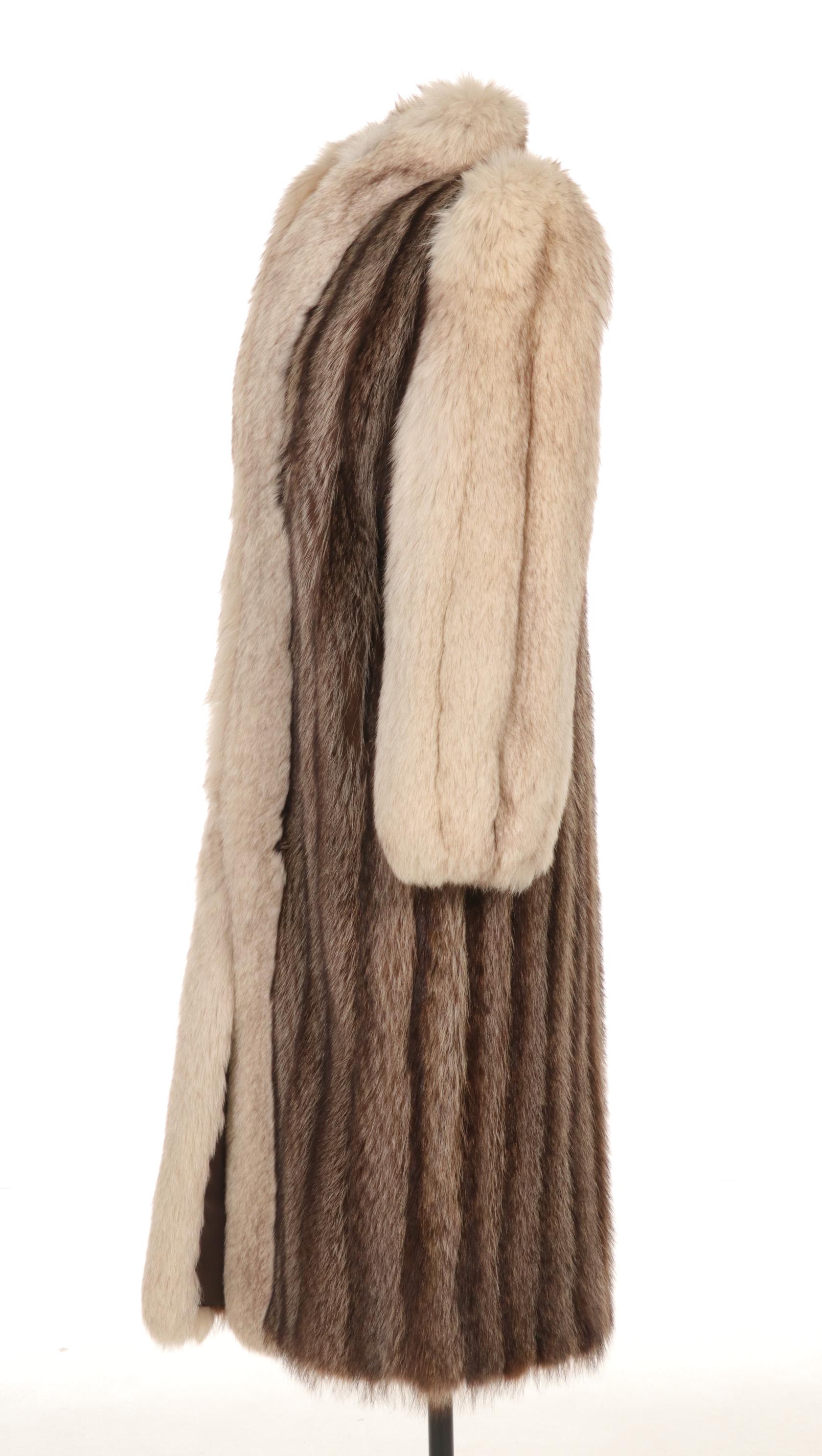 Vintage Raccoon and Fox Fur Long Coat