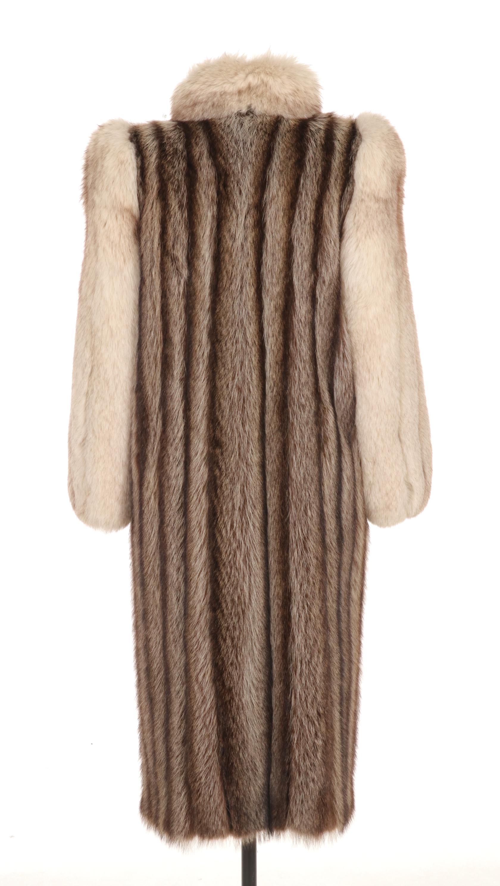 Vintage Raccoon and Fox Fur Long Coat