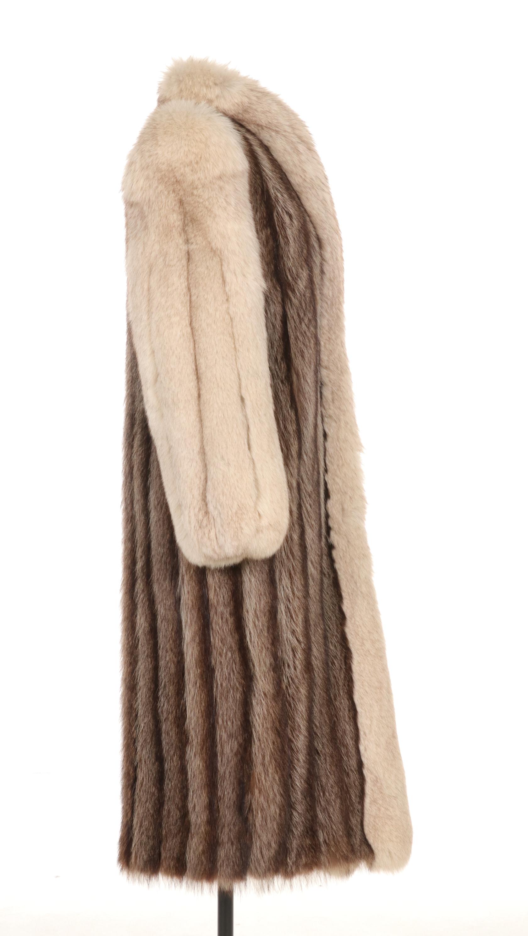 Vintage Raccoon and Fox Fur Long Coat