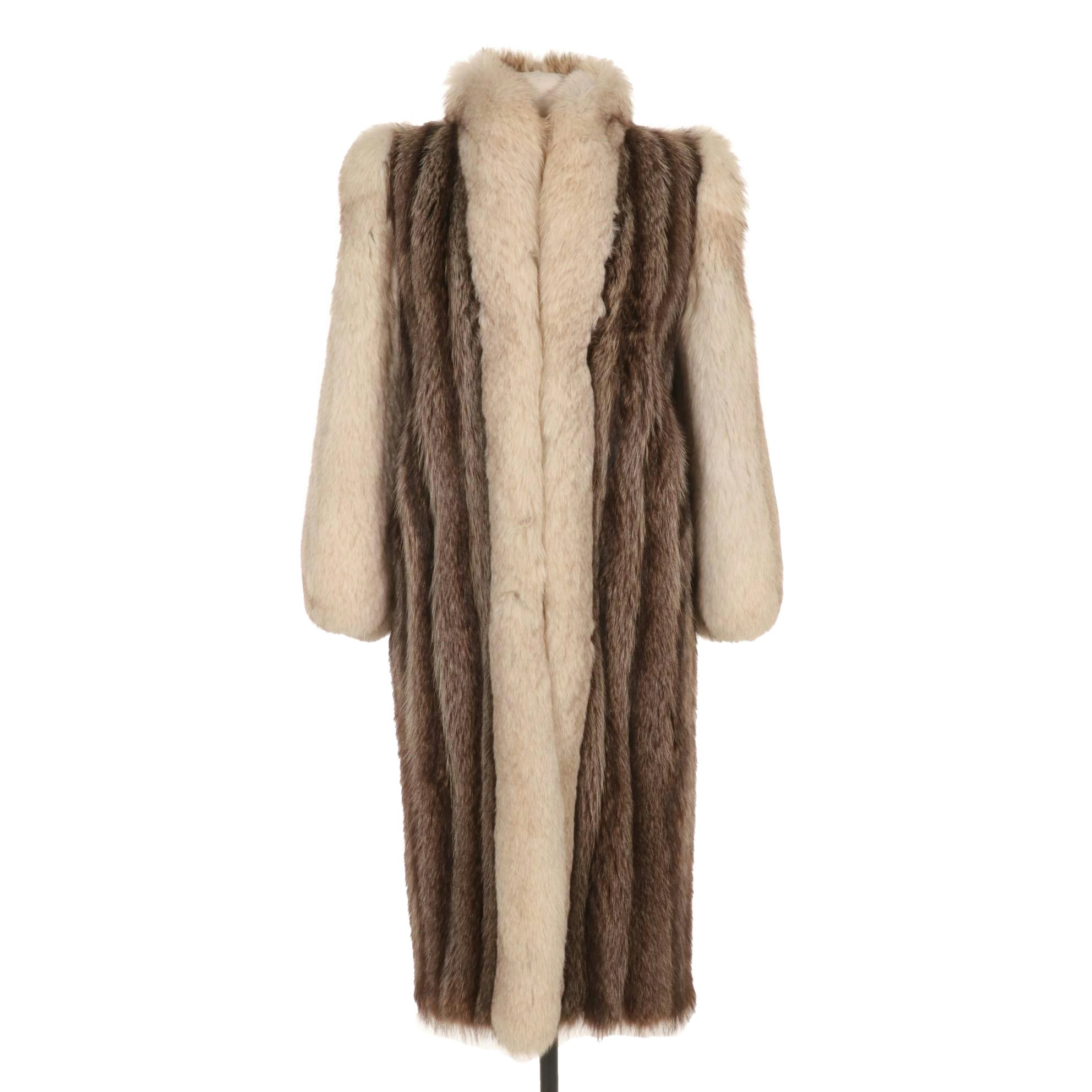 Vintage Raccoon and Fox Fur Long Coat
