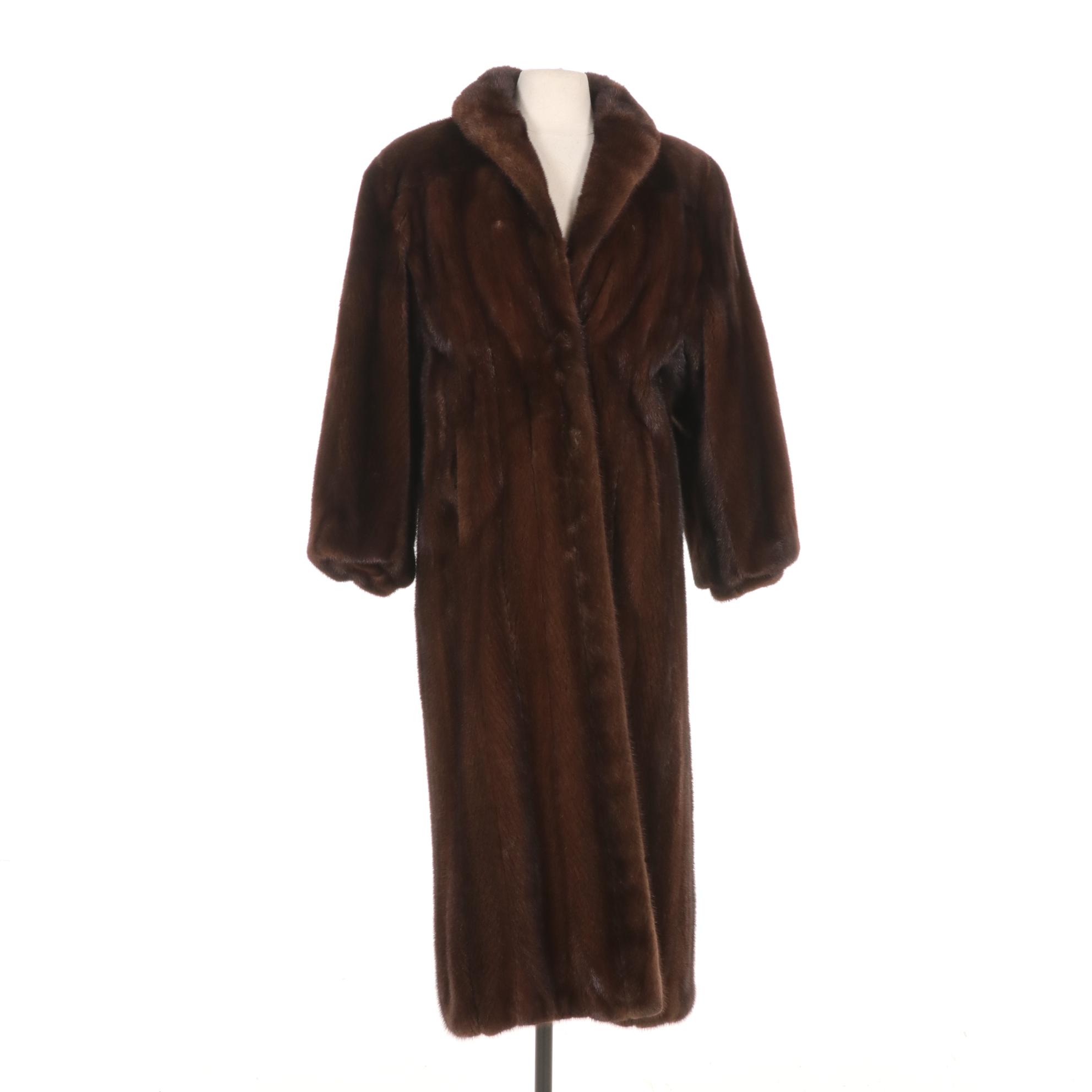 Long Chestnut Mink Fur Coat