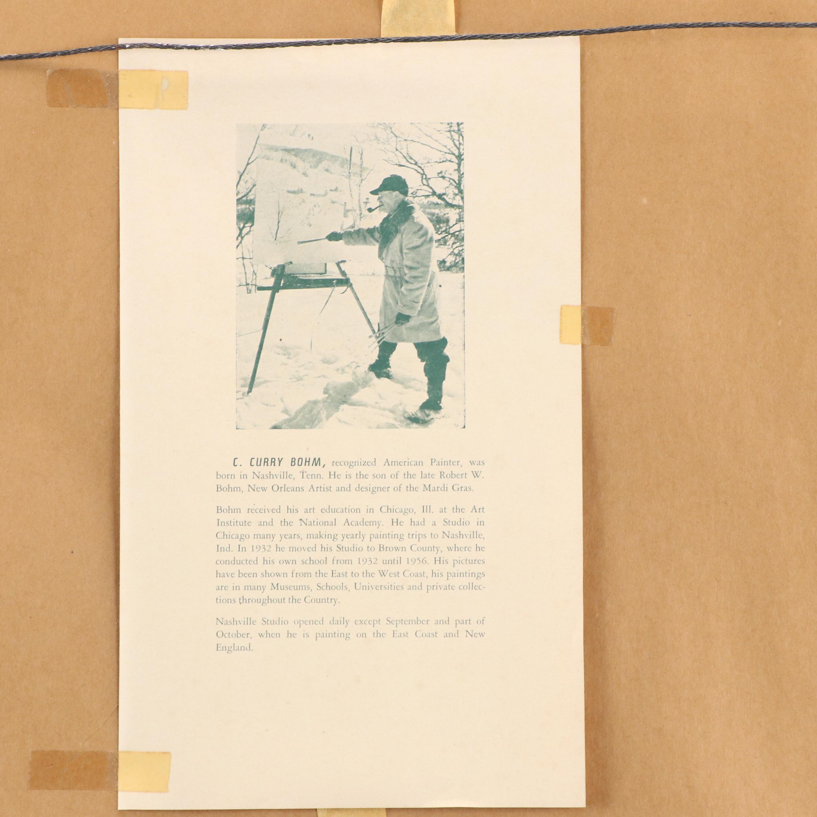 Claude Curry Bohm Maritime Oil Painting of Harbor Scene "The Silver Dawn"