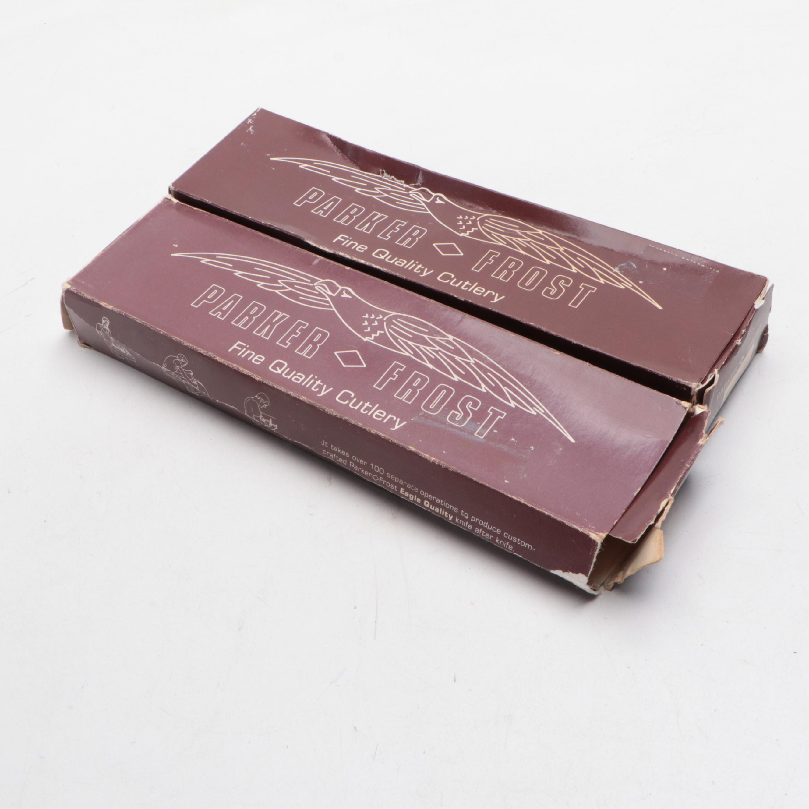 Parker-Frost "Bear Cub Scrimshaw" with More Folding Knives and Sharpening Stones