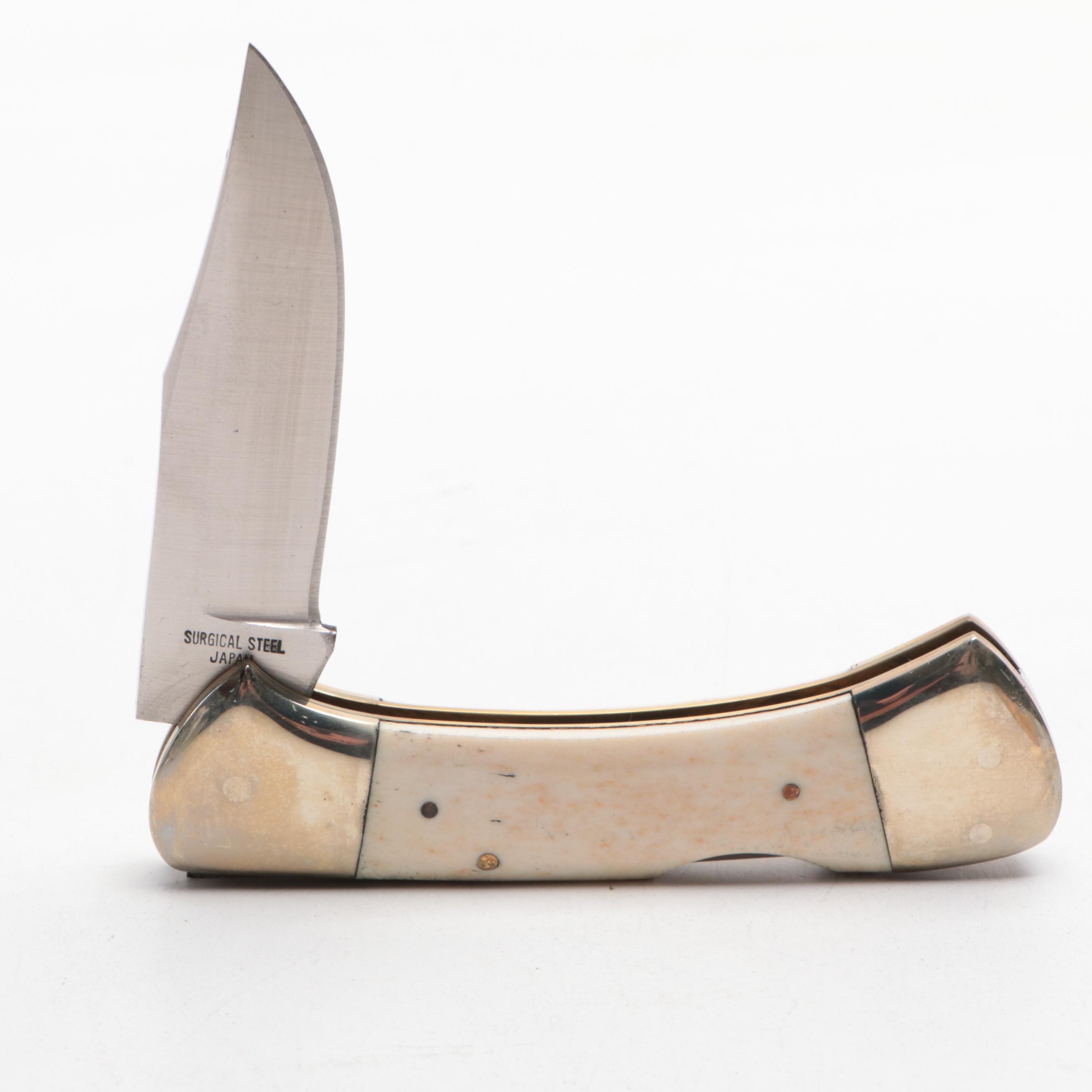 Parker-Frost "Bear Cub Scrimshaw" with More Folding Knives and Sharpening Stones