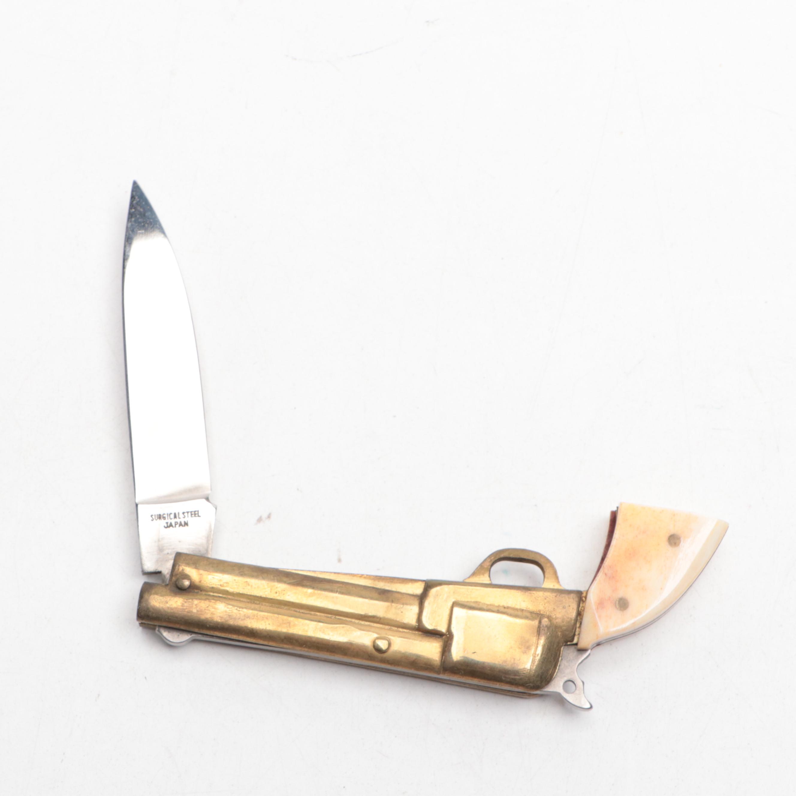 Parker-Frost "Bear Cub Scrimshaw" with More Folding Knives and Sharpening Stones