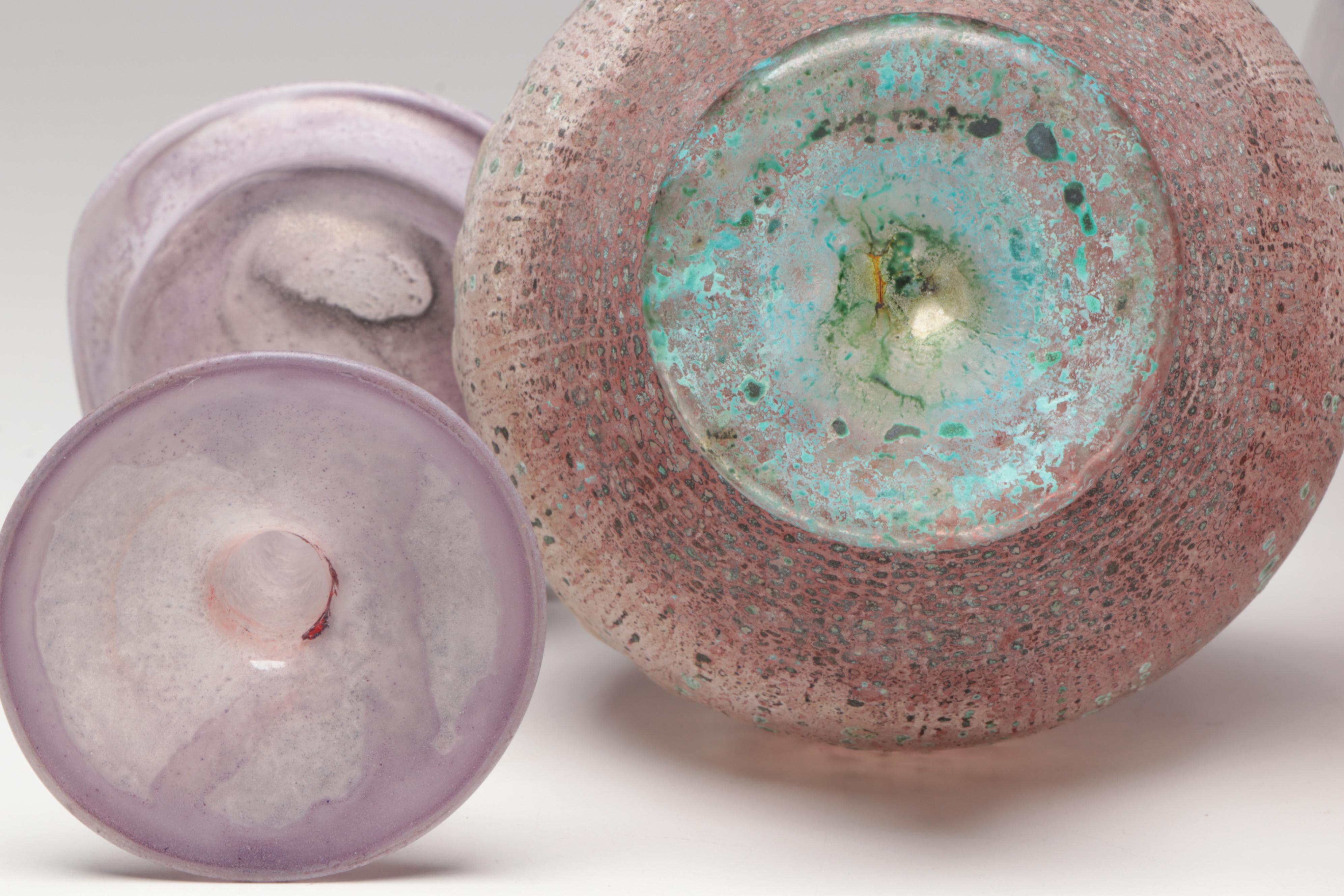 Scavo Style Purple Glass Contemporary Vase and More Purple Glass Tazzas & Bottle