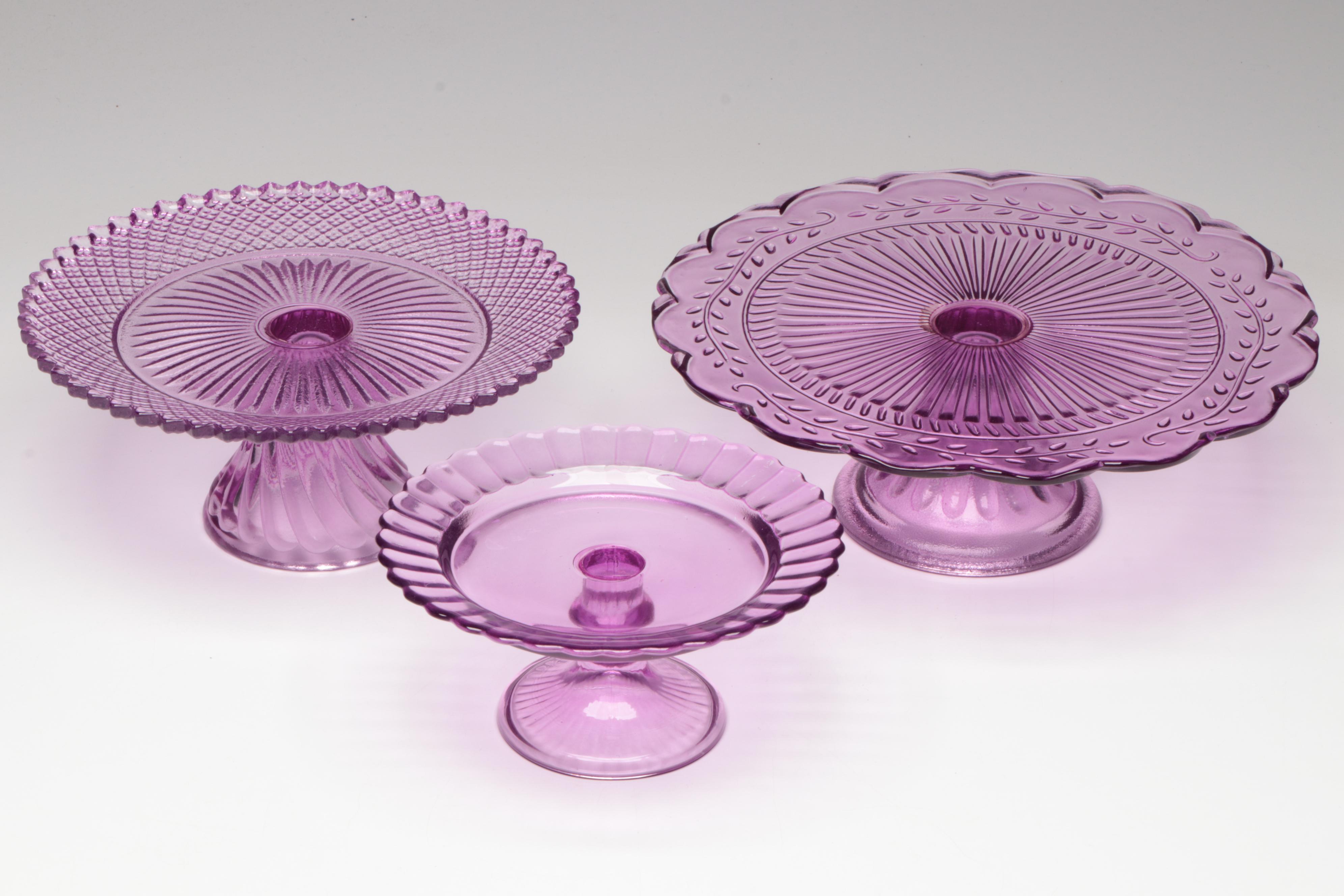 Scavo Style Purple Glass Contemporary Vase and More Purple Glass Tazzas & Bottle