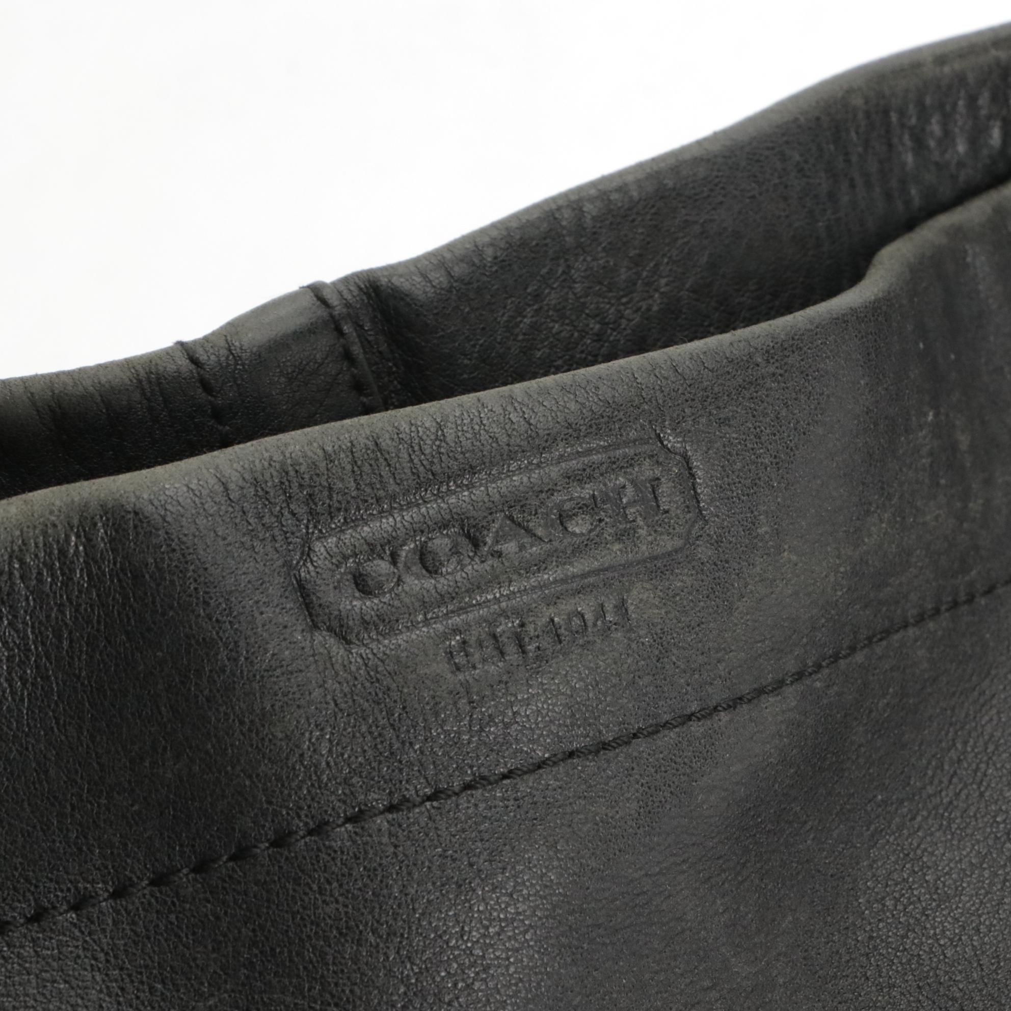 Coach Carly Hobo Shoulder Bag in Black Leather with Turn-Lock Buckle Accents