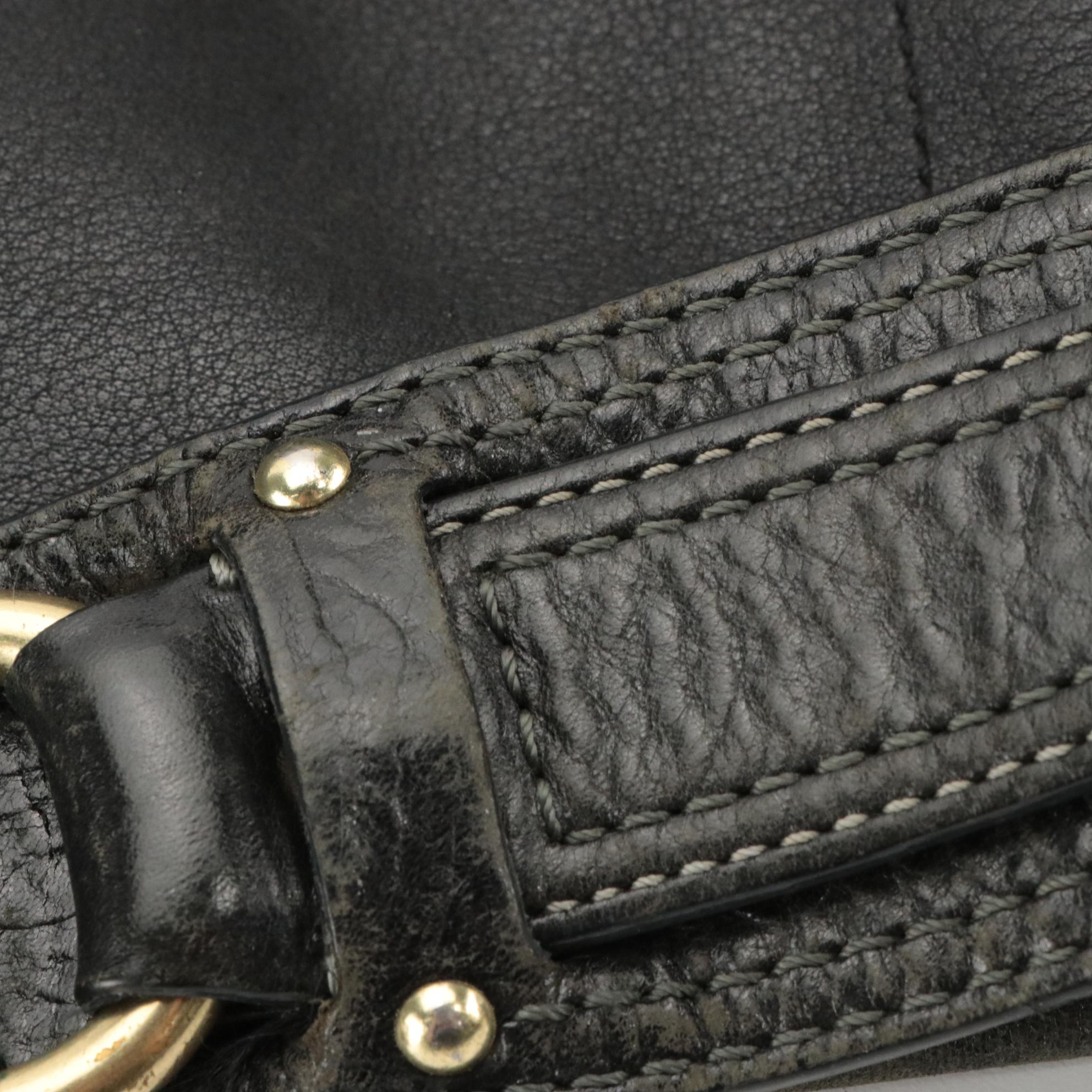 Coach Carly Hobo Shoulder Bag in Black Leather with Turn-Lock Buckle Accents