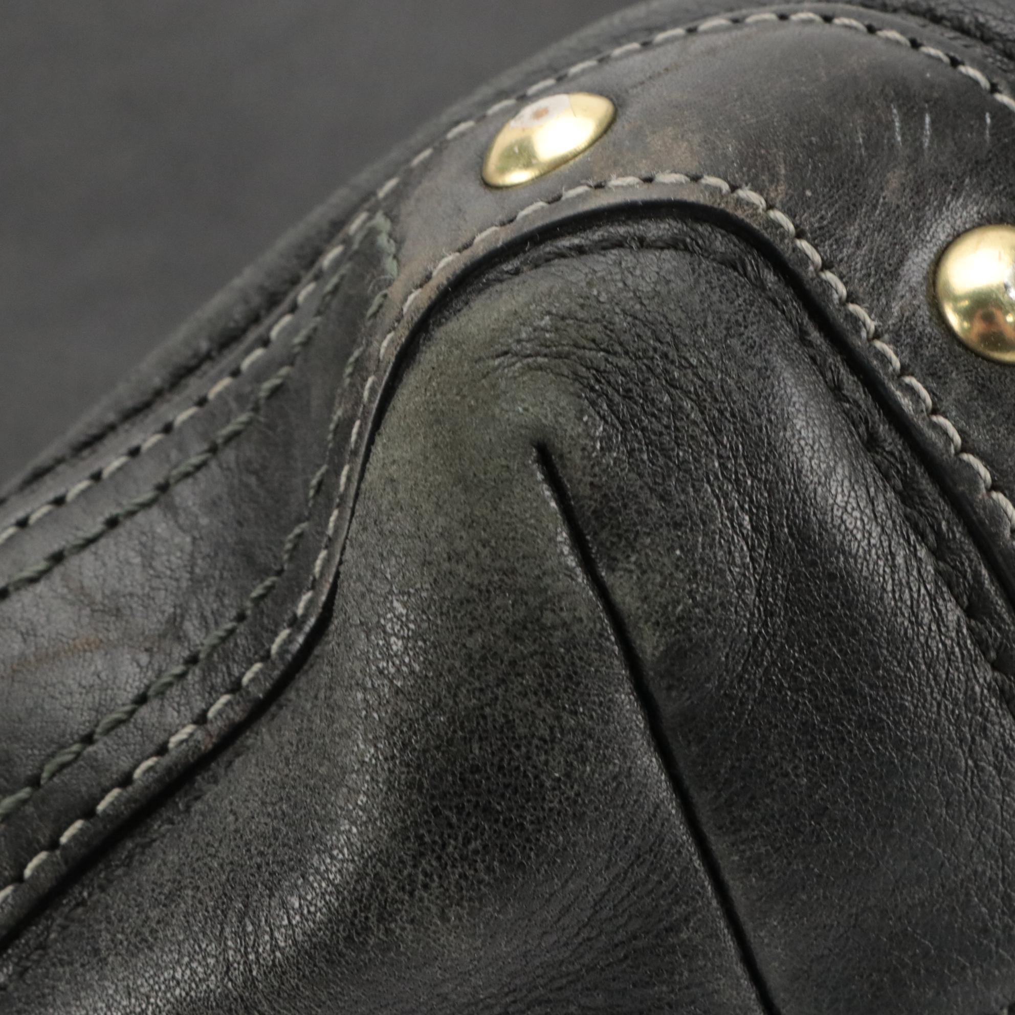 Coach Carly Hobo Shoulder Bag in Black Leather with Turn-Lock Buckle Accents