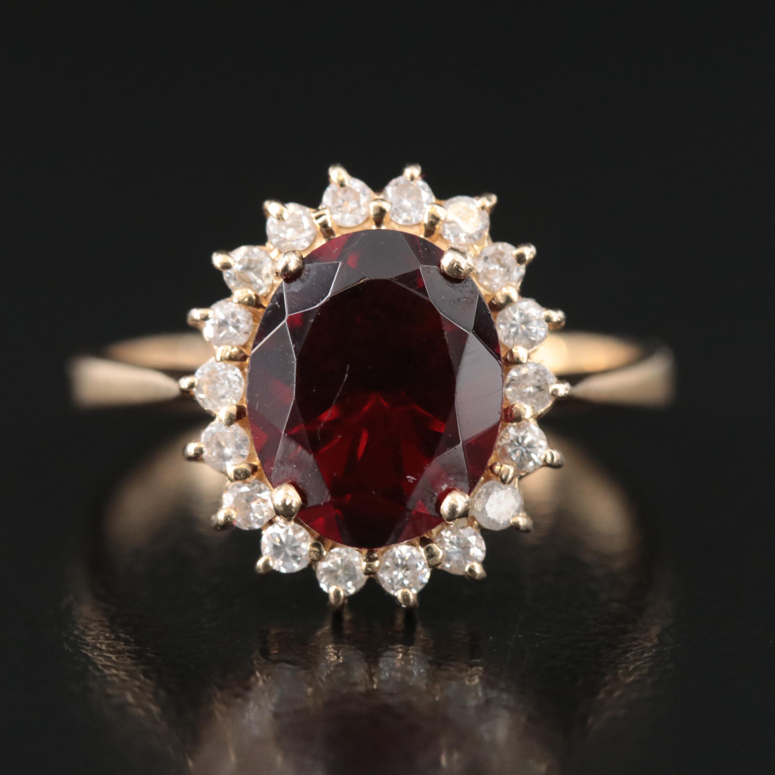 14K Garnet and Diamond Ring
