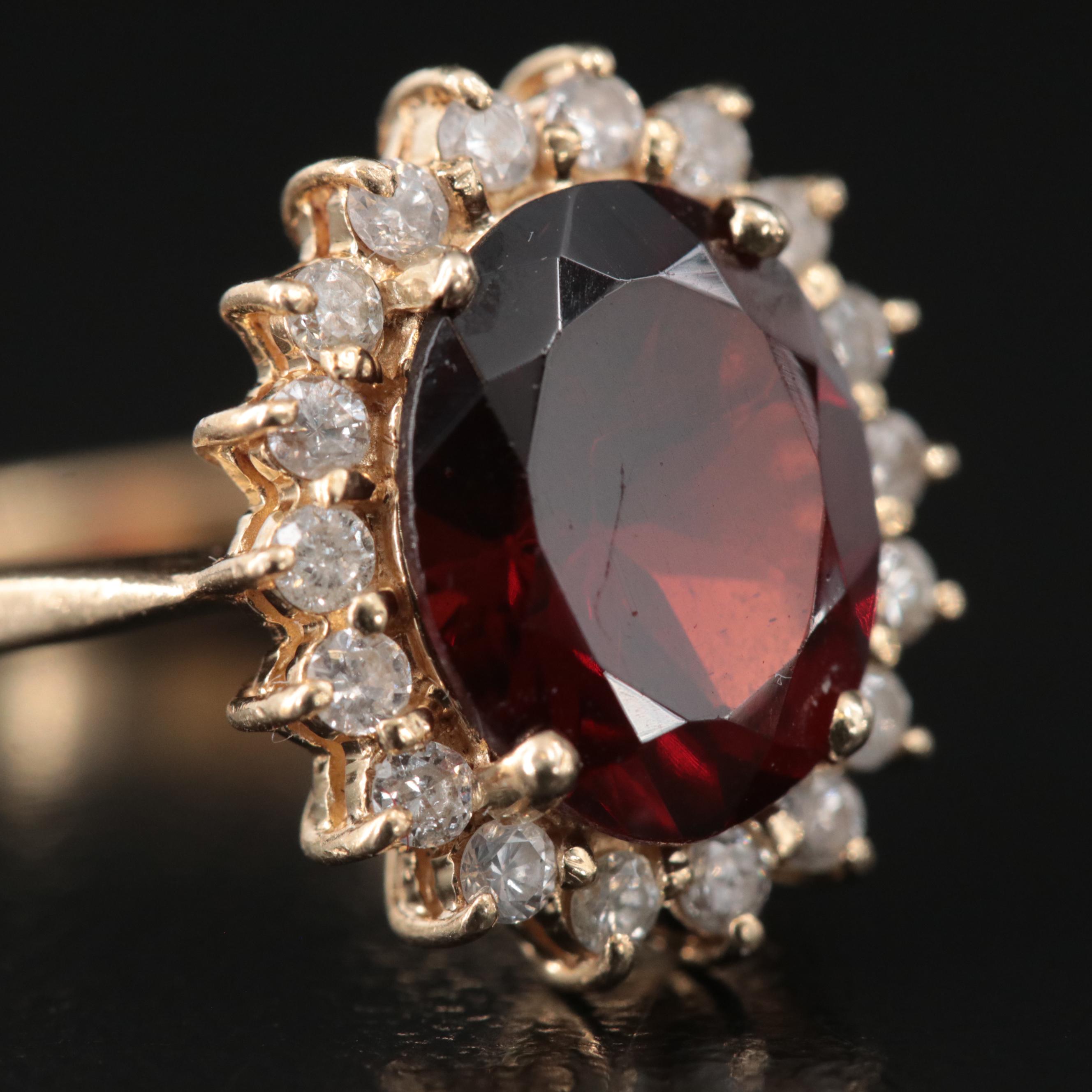 14K Garnet and Diamond Ring