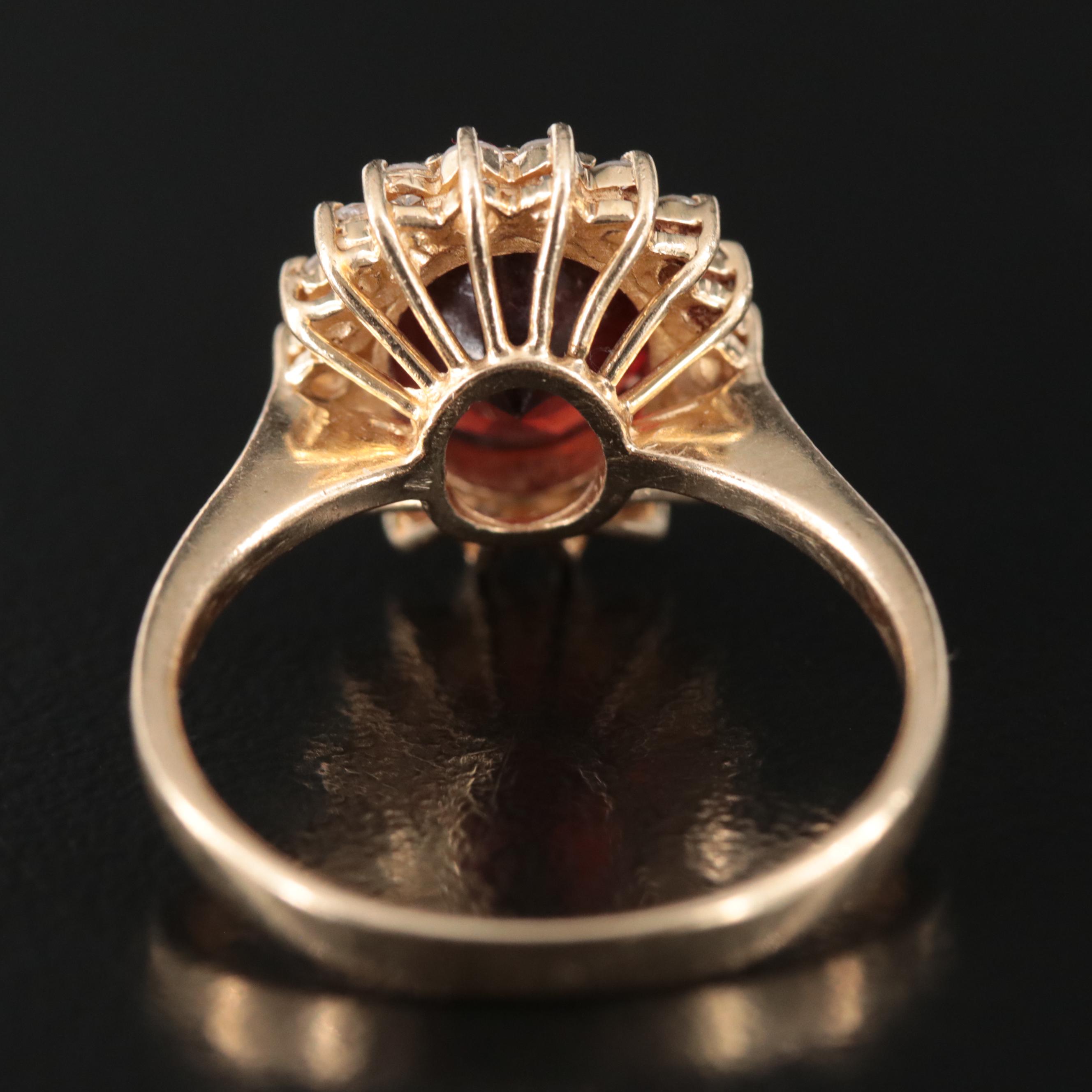 14K Garnet and Diamond Ring