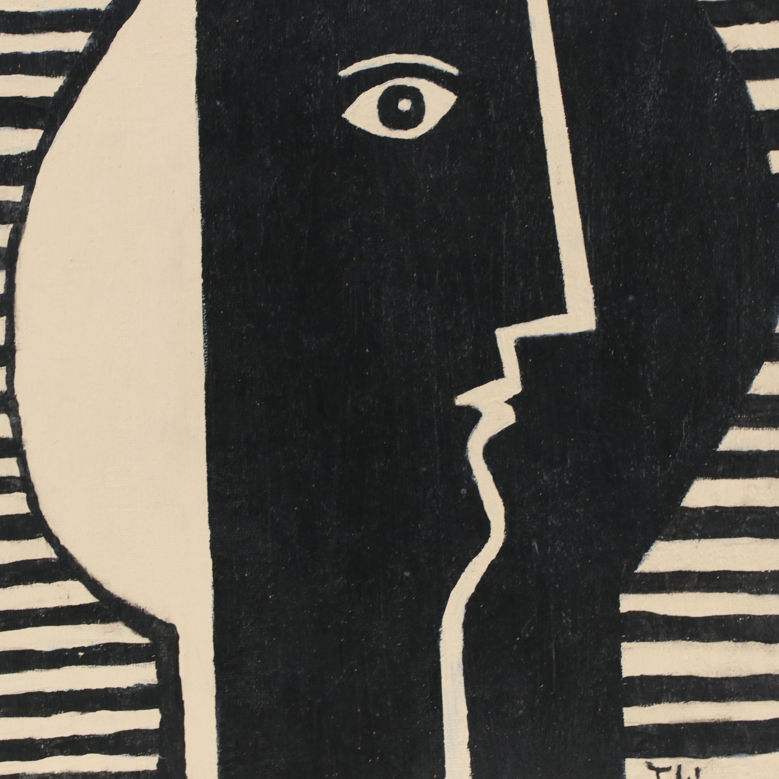 J. Thomas Watkins Modernist Stylized Acrylic Portrait, 2022