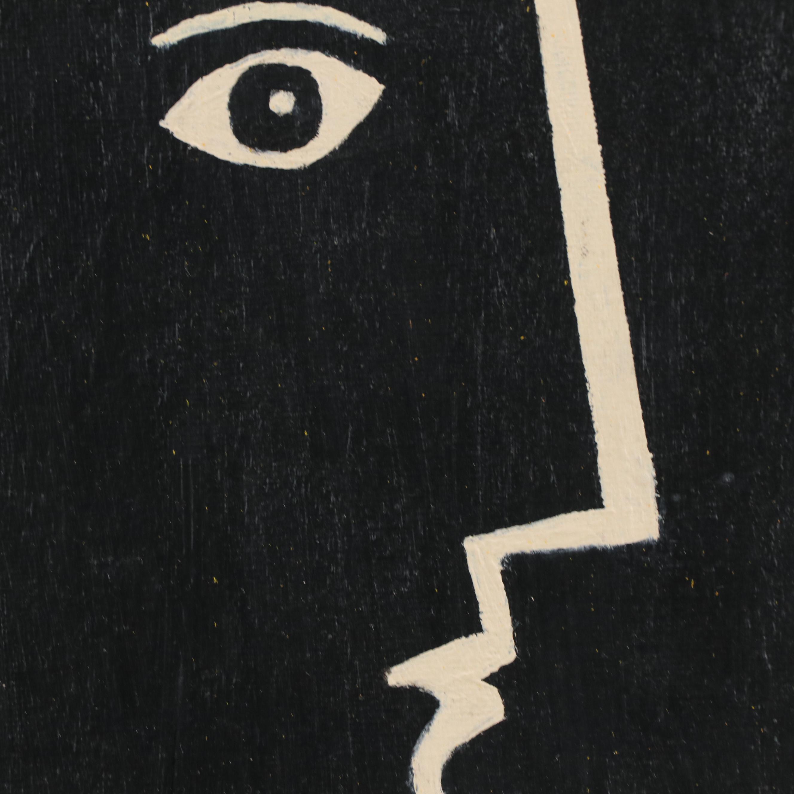 J. Thomas Watkins Modernist Stylized Acrylic Portrait, 2022