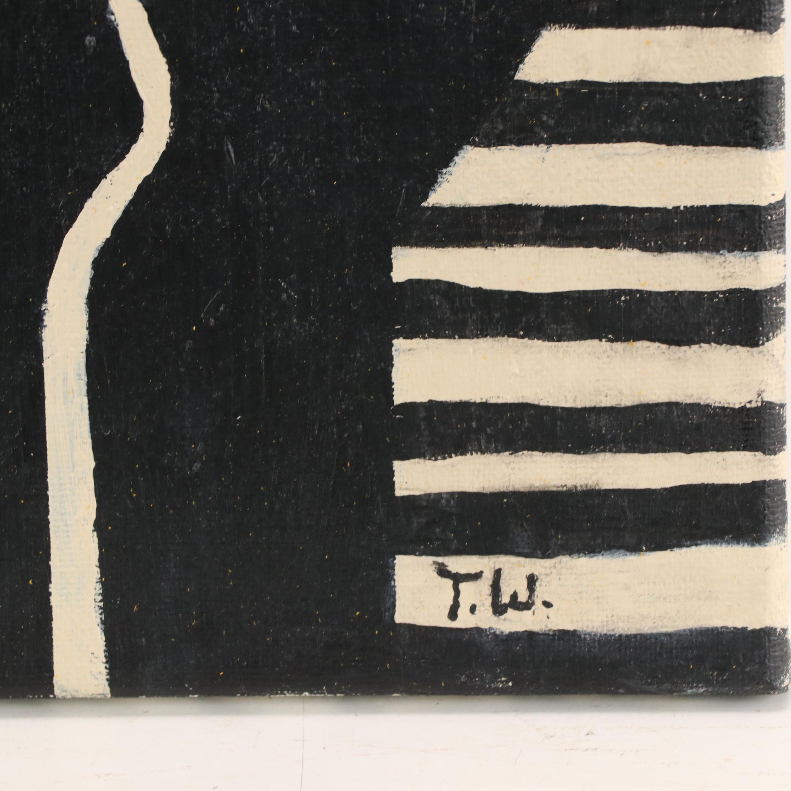 J. Thomas Watkins Modernist Stylized Acrylic Portrait, 2022