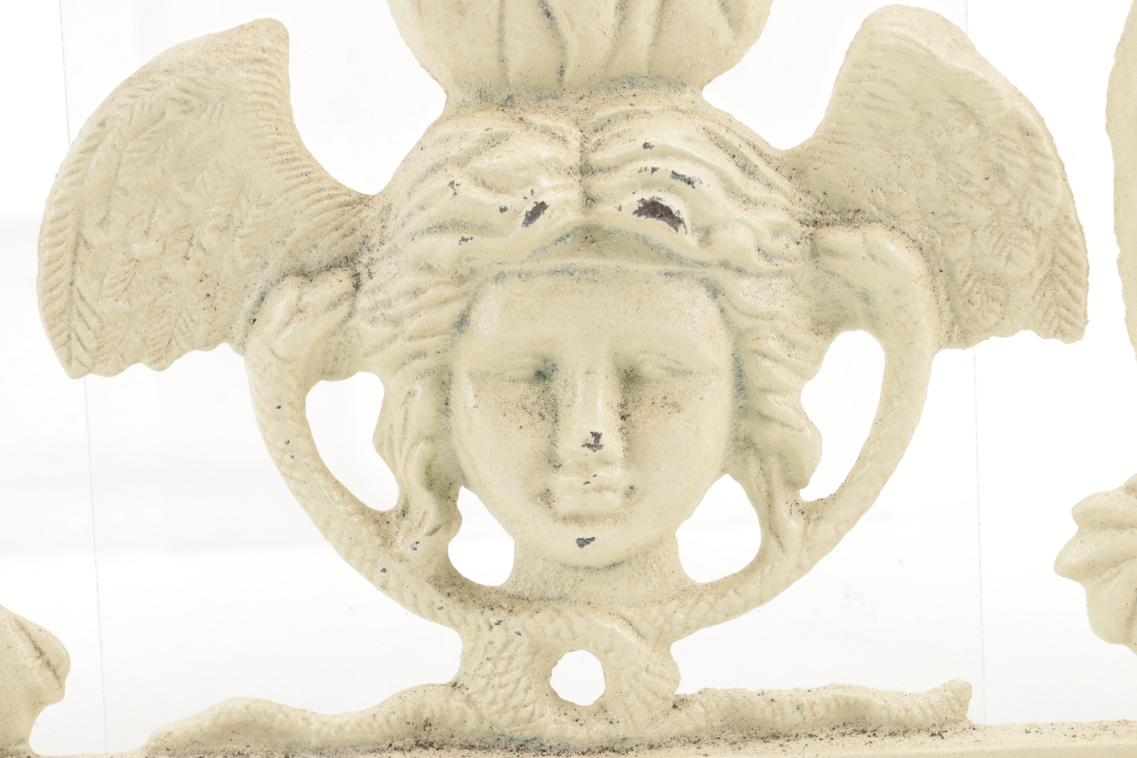 Neoclassical Style Painted Metal Plaque with Metal Compass Plaque