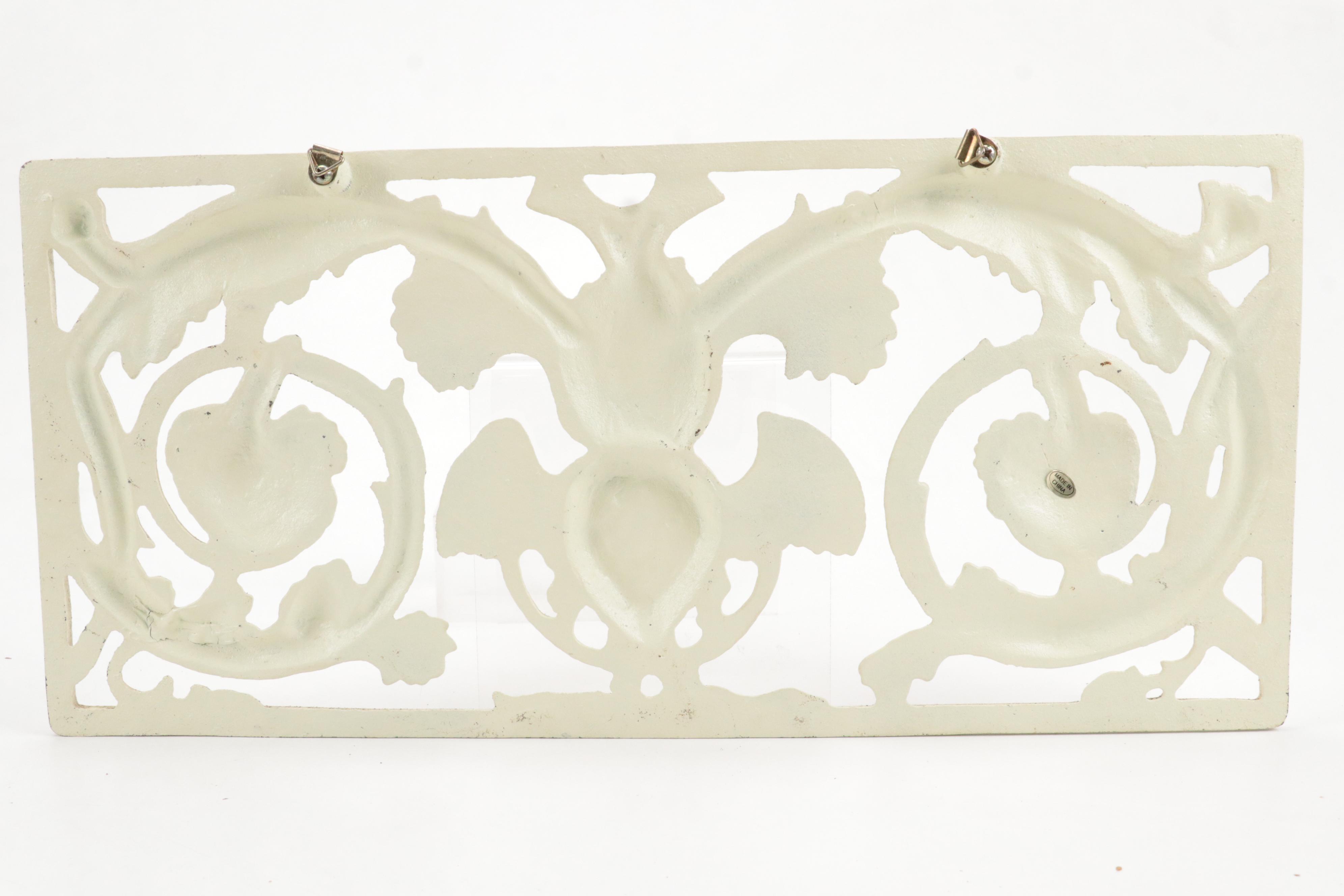 Neoclassical Style Painted Metal Plaque with Metal Compass Plaque