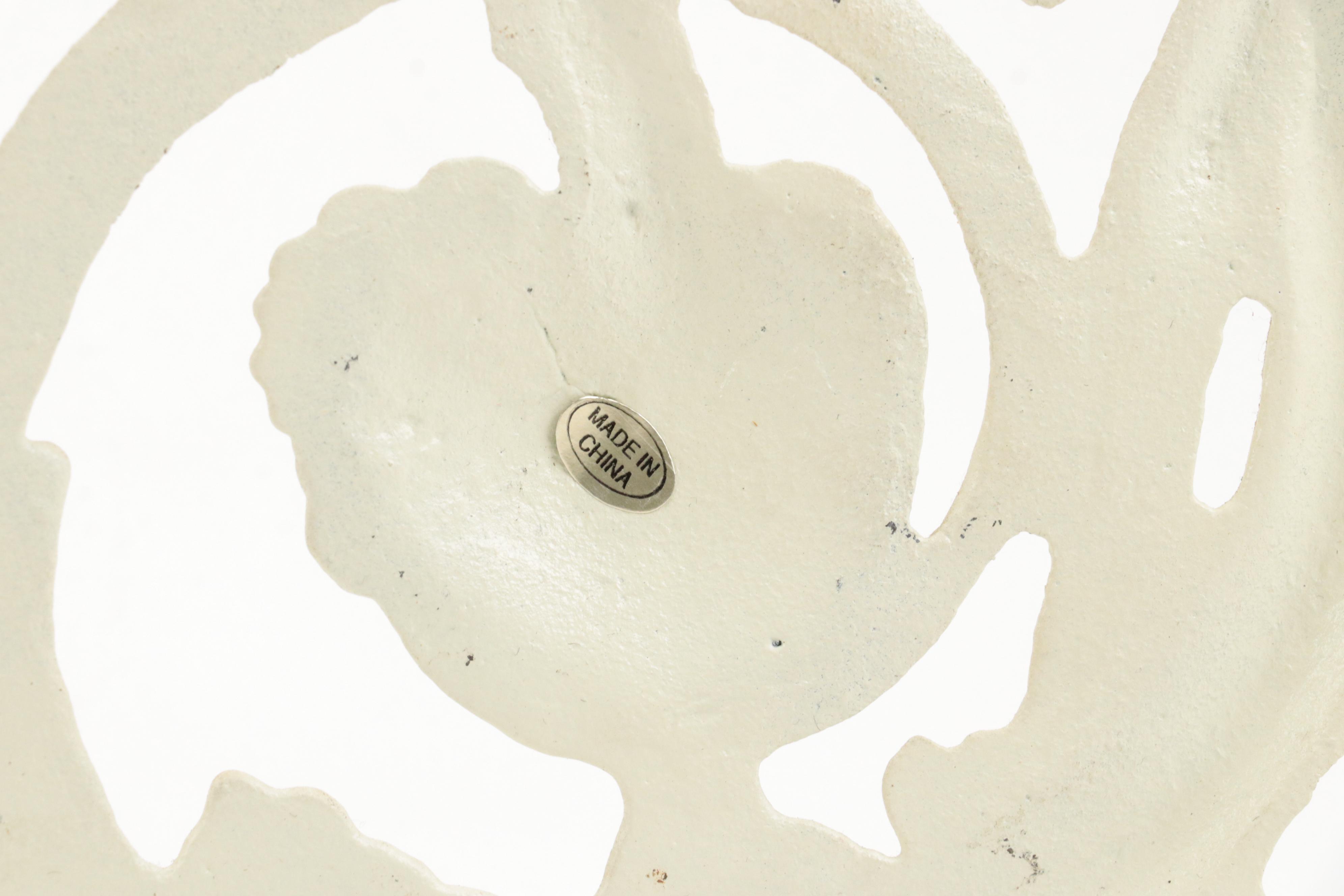 Neoclassical Style Painted Metal Plaque with Metal Compass Plaque