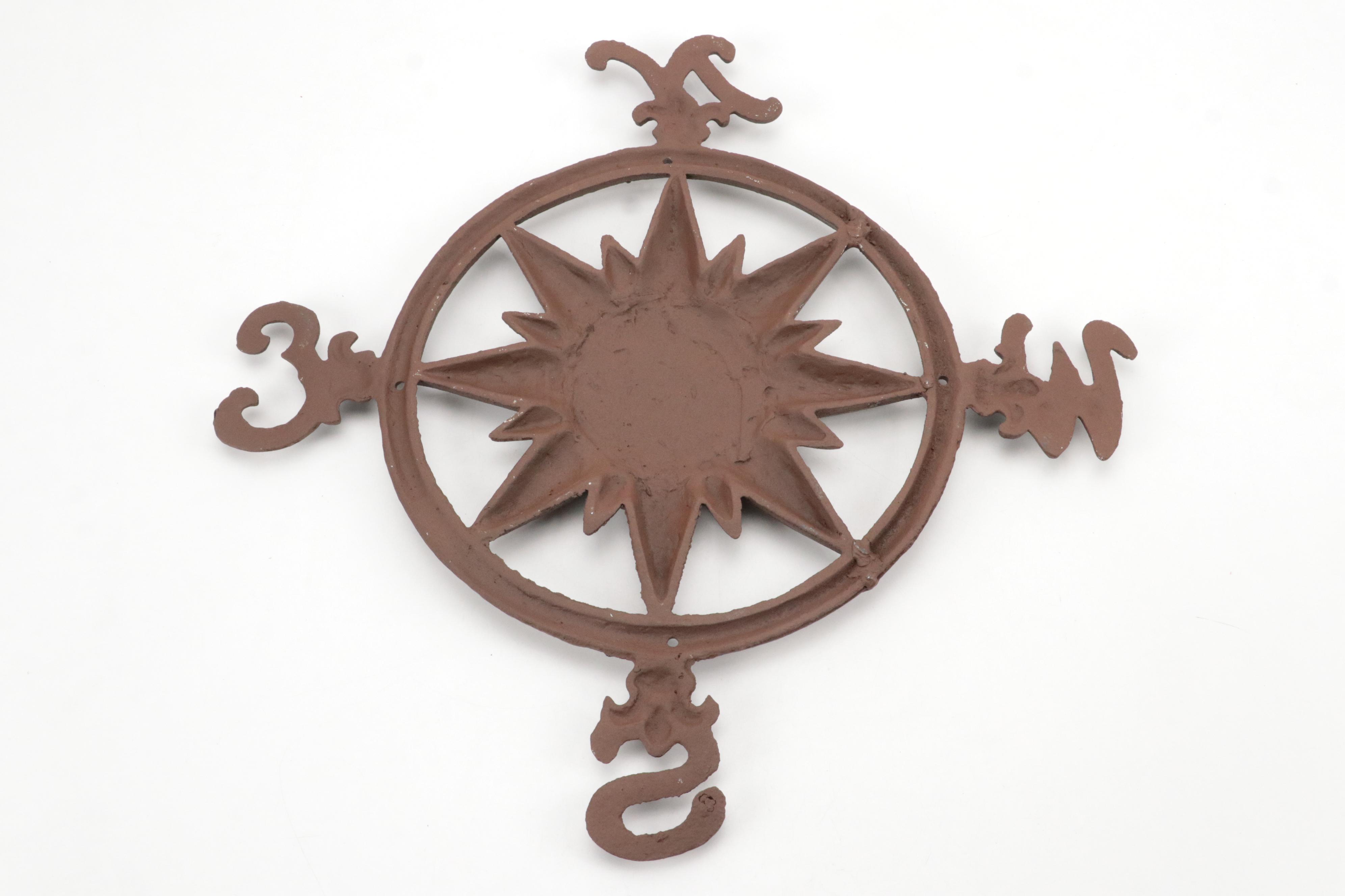 Neoclassical Style Painted Metal Plaque with Metal Compass Plaque