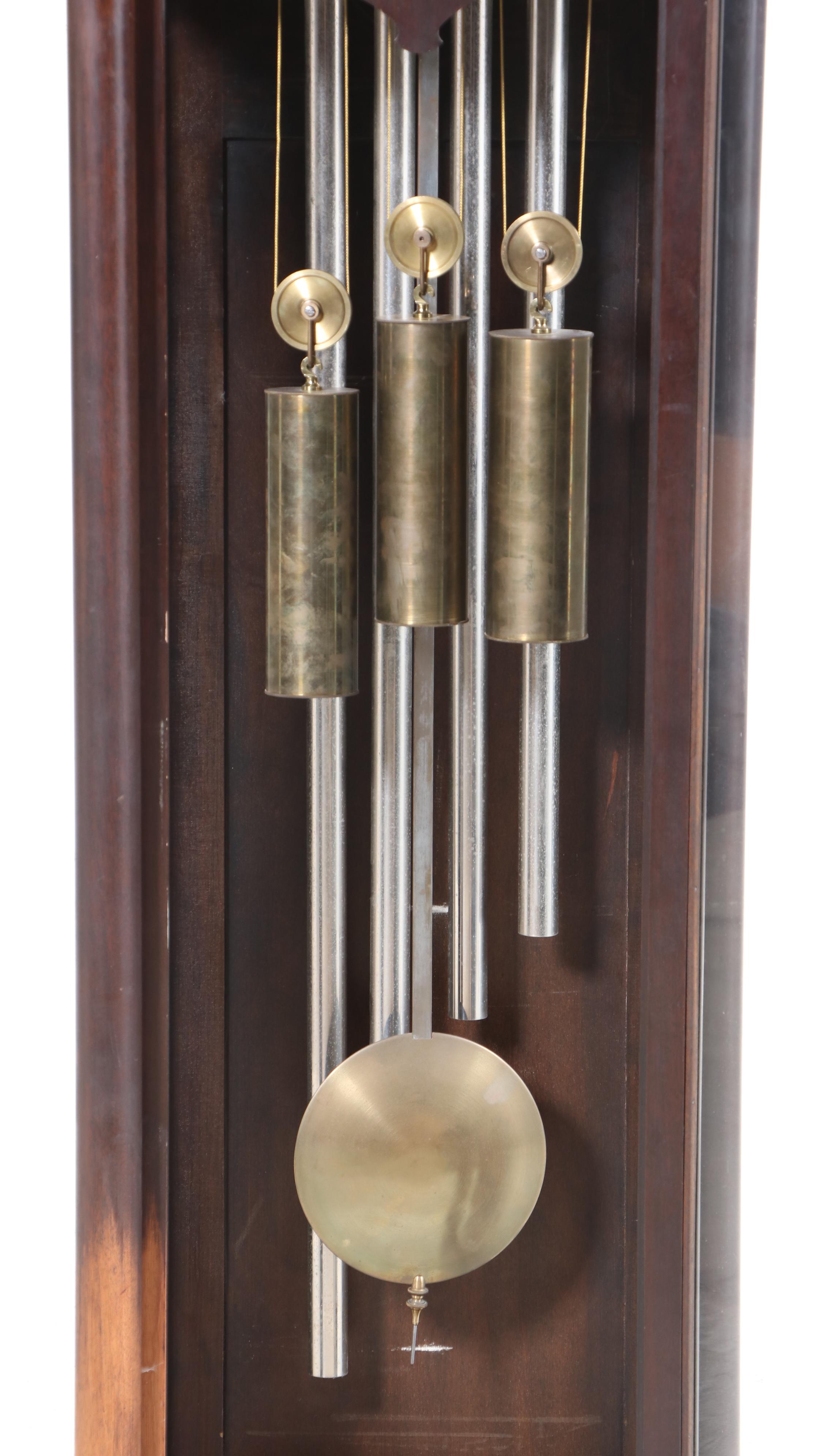 Charles Jacques Empire Style Mahogany and Brass Grandfather Clock, Early 20th C.