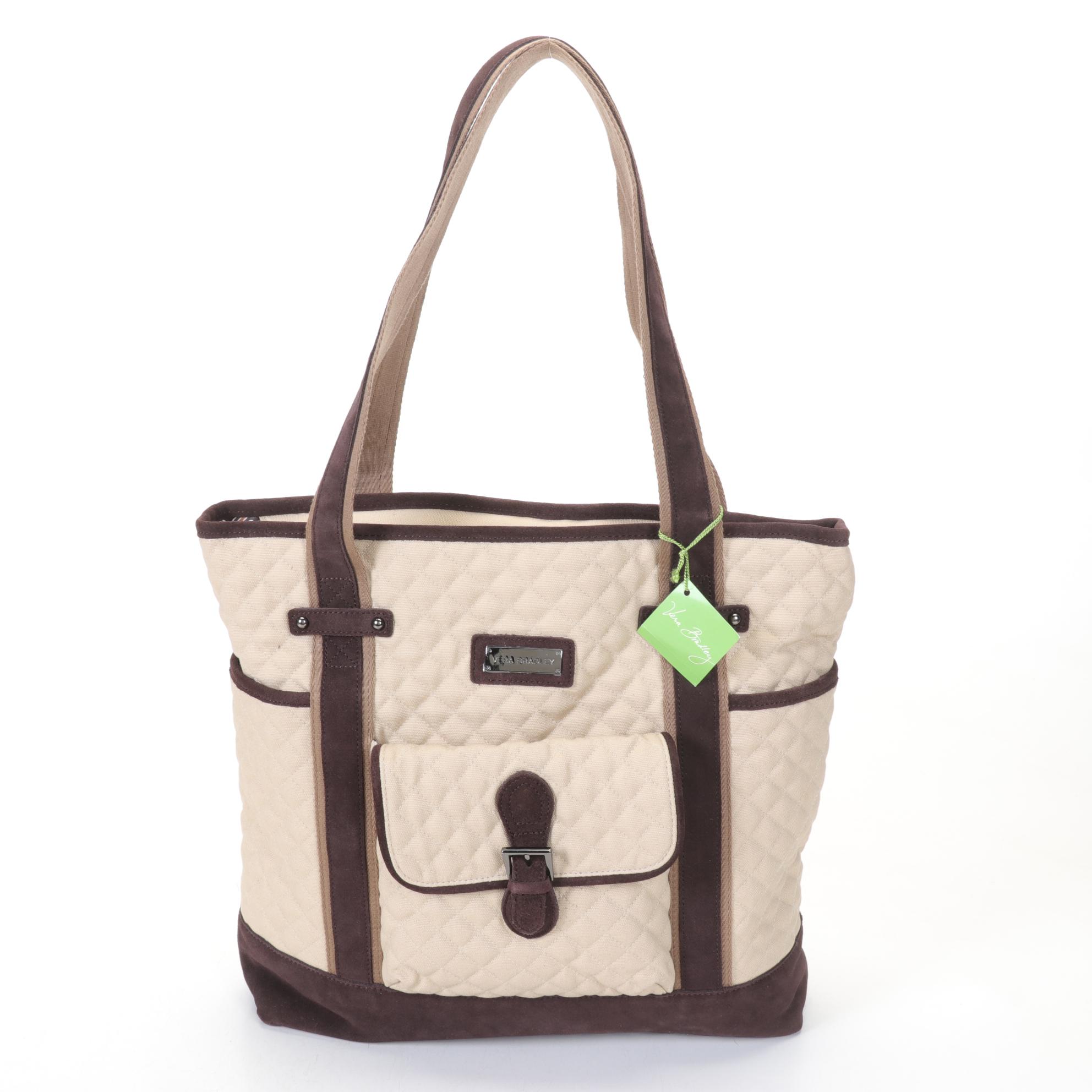 Vera Bradley "Chestnut" Tote in Khaki and Makeup Bag in "Kensington"