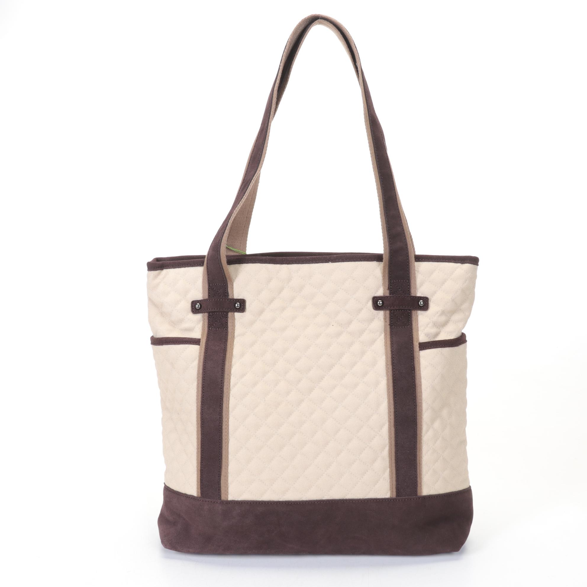 Vera Bradley "Chestnut" Tote in Khaki and Makeup Bag in "Kensington"