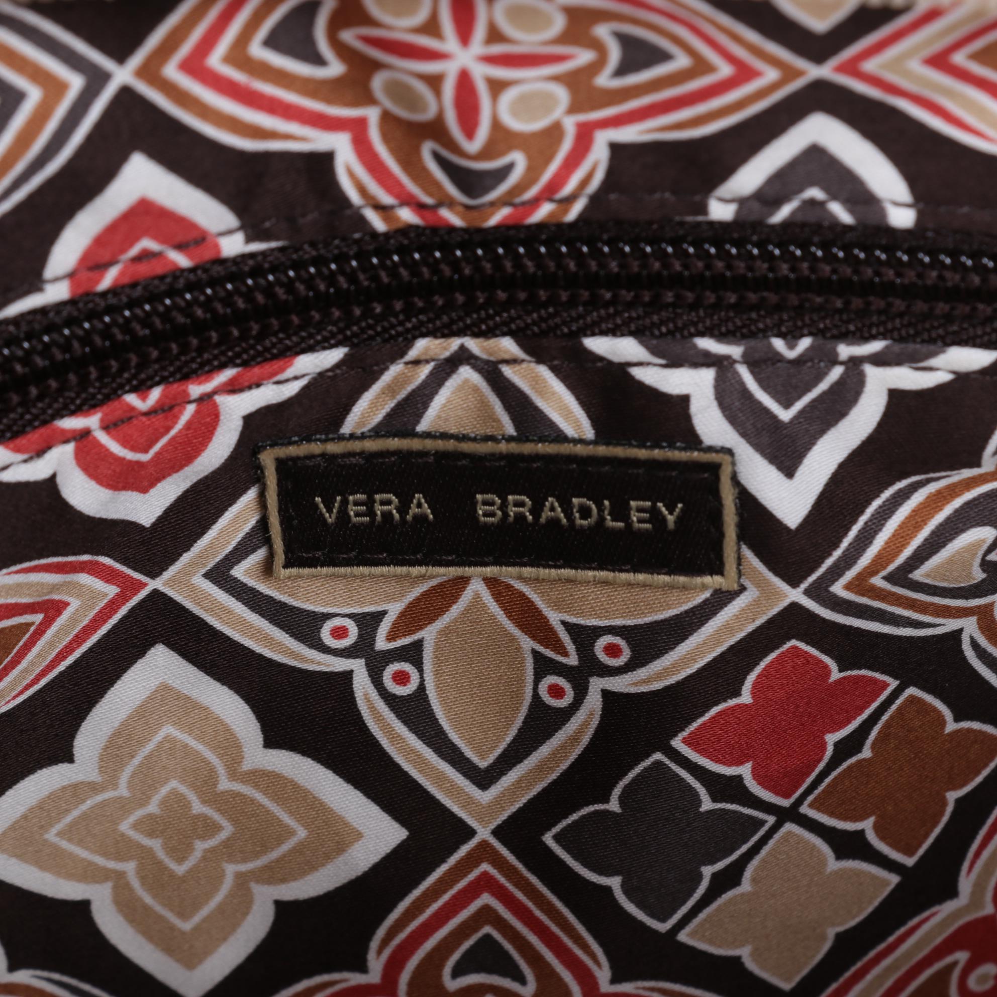 Vera Bradley "Chestnut" Tote in Khaki and Makeup Bag in "Kensington"