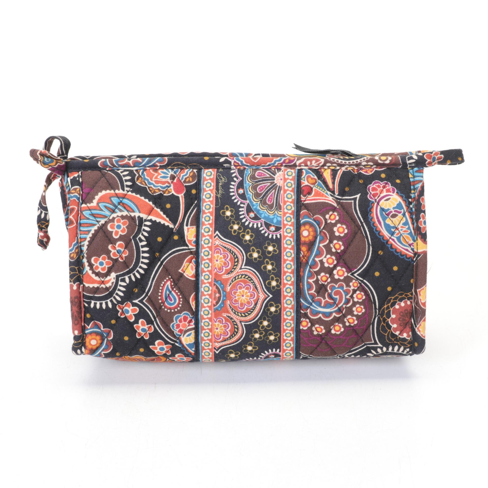 Vera Bradley "Chestnut" Tote in Khaki and Makeup Bag in "Kensington"