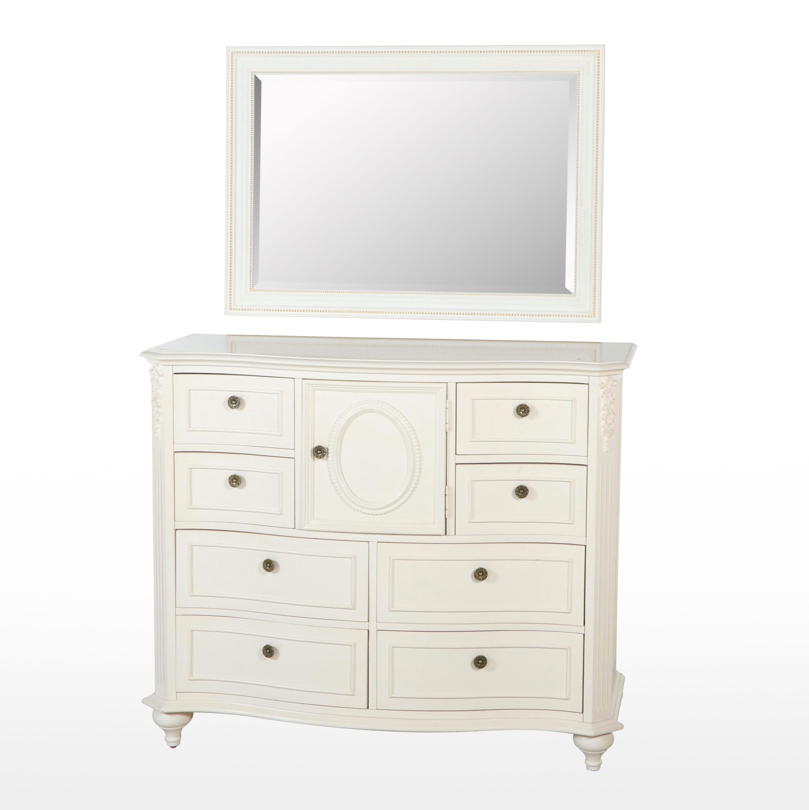 Legacy Classic Furniture White-Painted Chest of Drawers w/ Sheffield Home Mirror