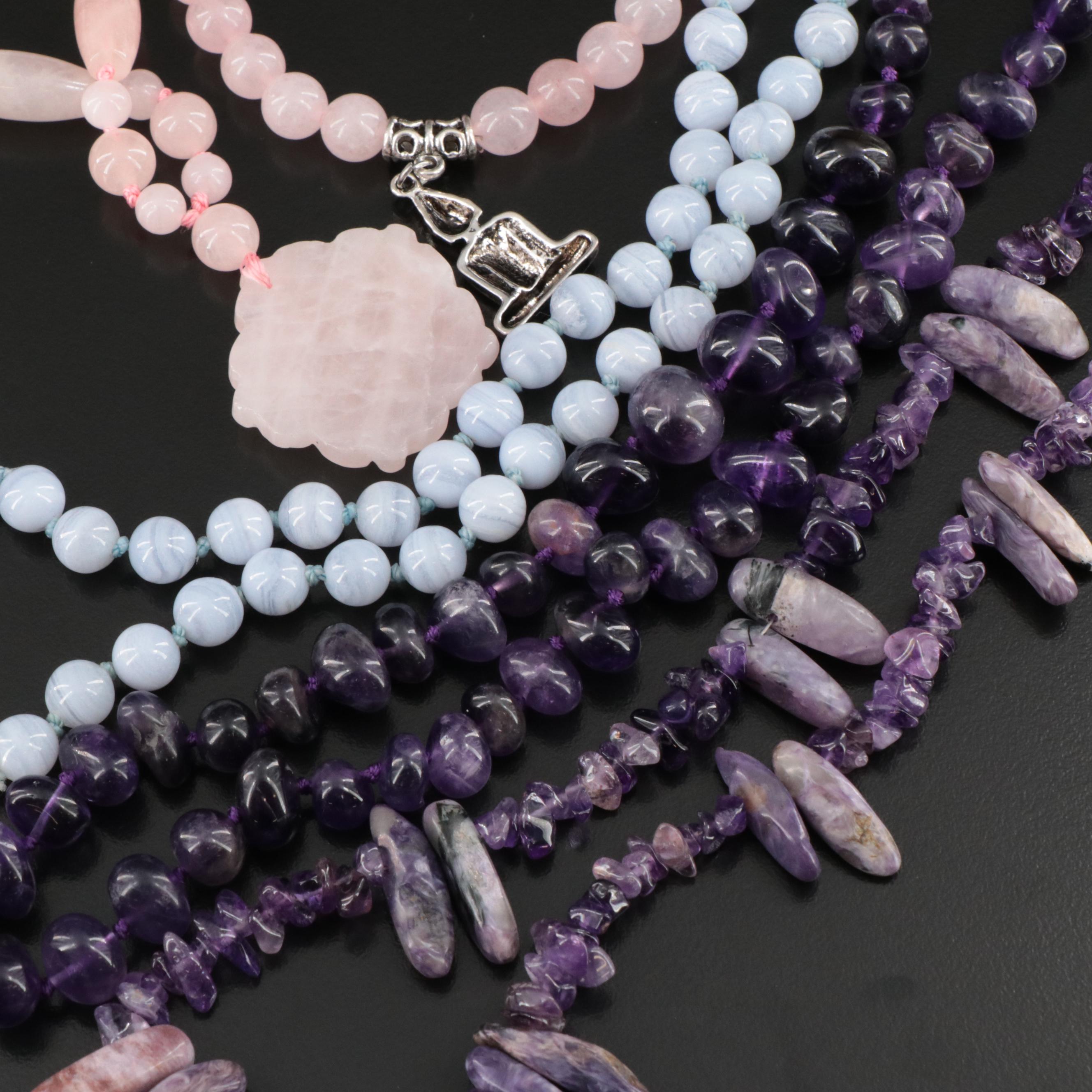 Lace Agate, Rose Quartz and Gemstone Necklaces and Bracelets