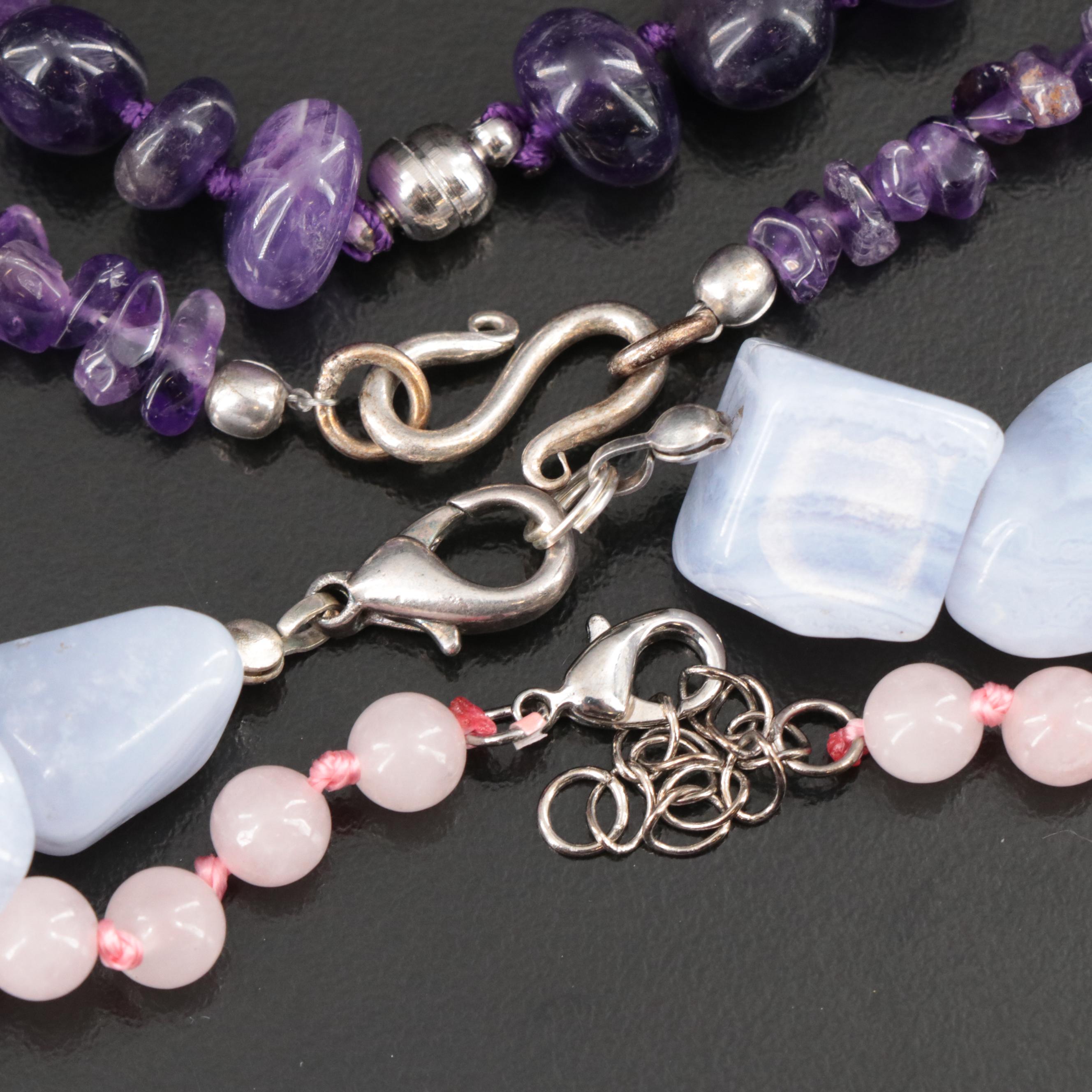 Lace Agate, Rose Quartz and Gemstone Necklaces and Bracelets