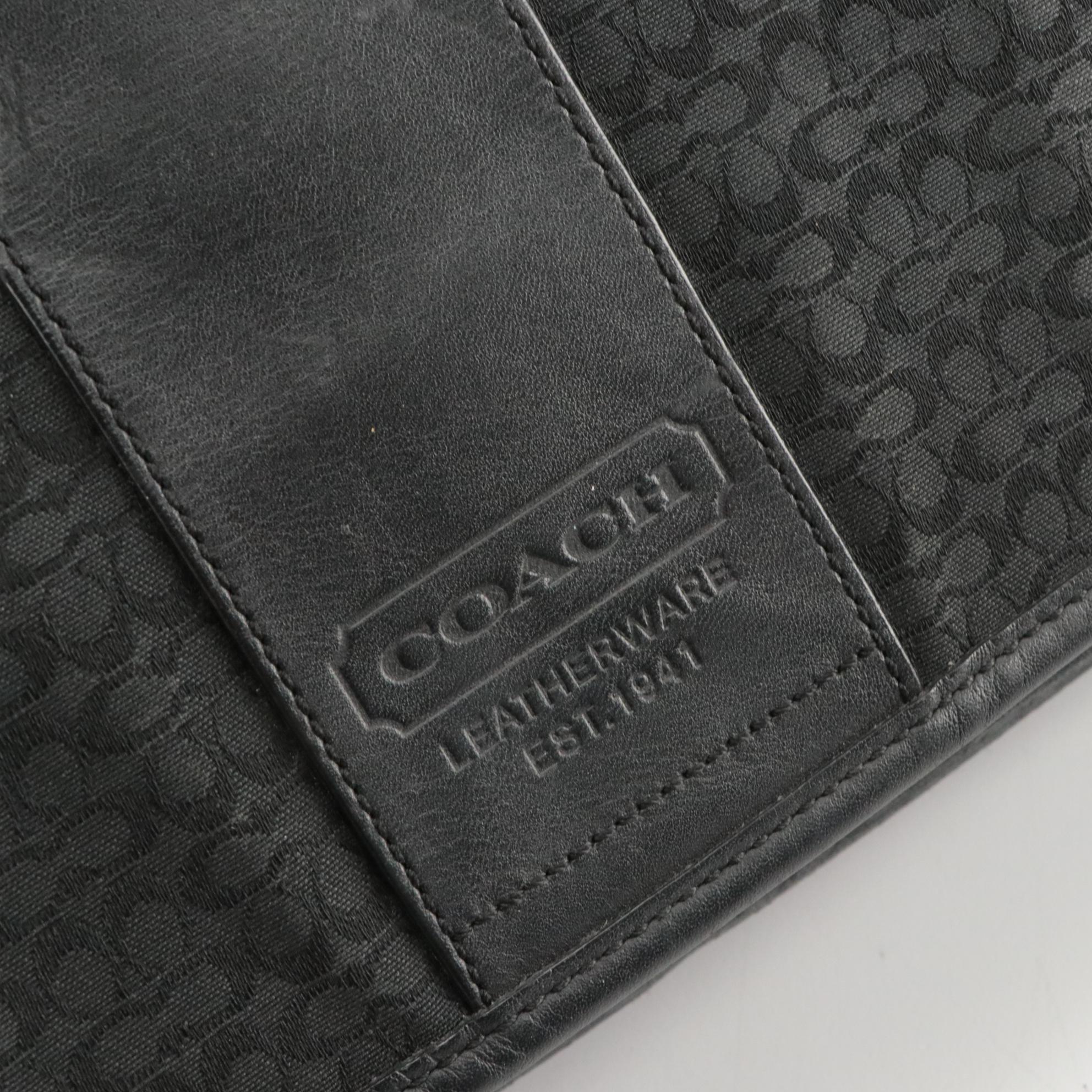 Coach Hudson Commuter Briefcase Bag in Black Signature Canvas and Leather Trim