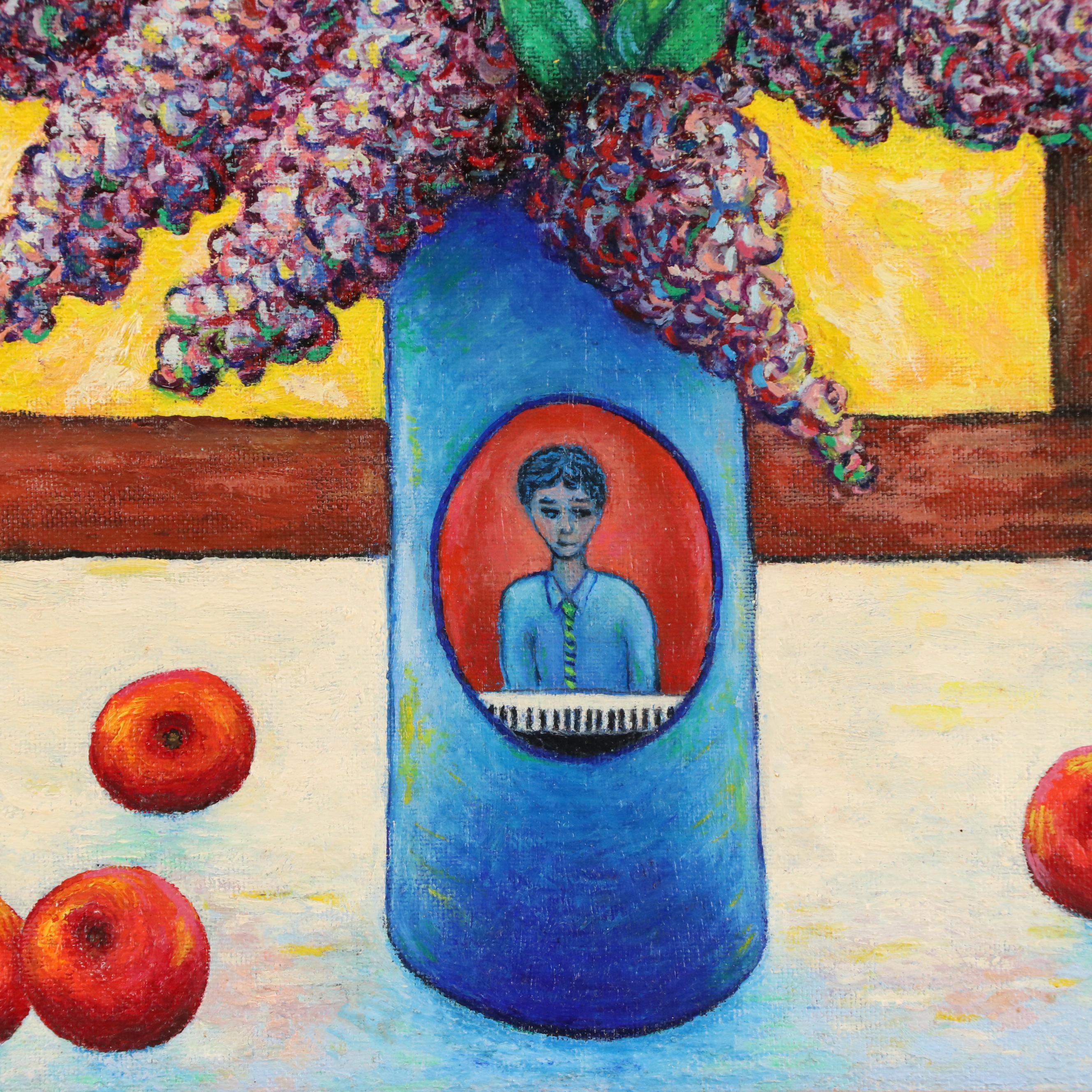 J. Thomas Watkins Surrealist Oil Painting "Artist at Piano Still Life," 1995