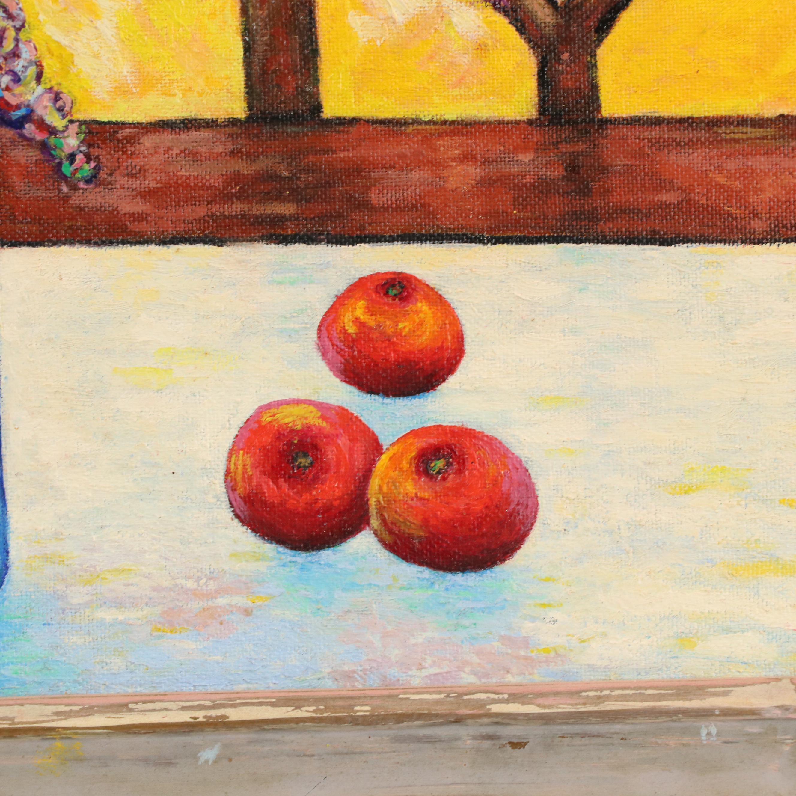 J. Thomas Watkins Surrealist Oil Painting "Artist at Piano Still Life," 1995