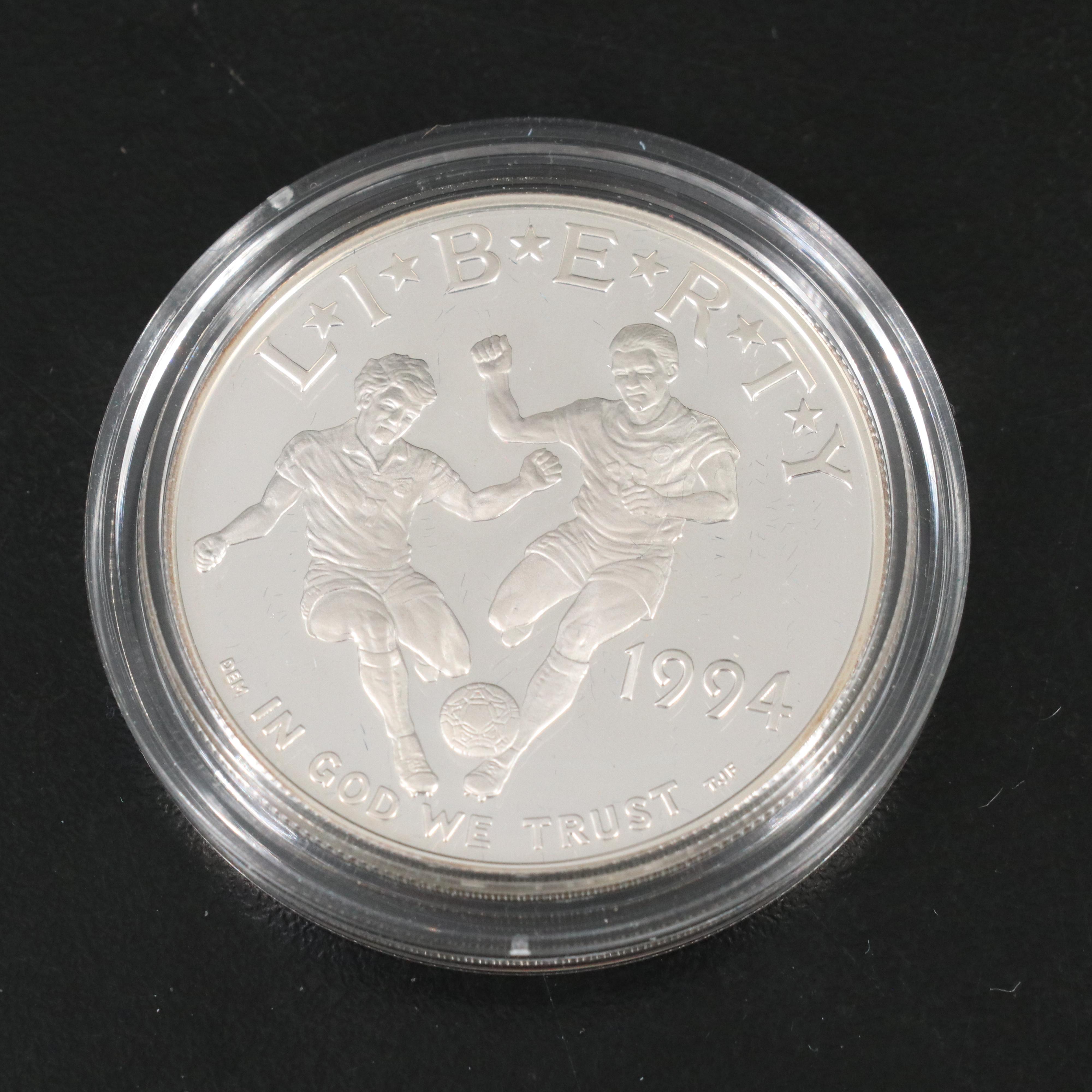 Three 1994 World Cup Proof Commemorative Silver Dollars