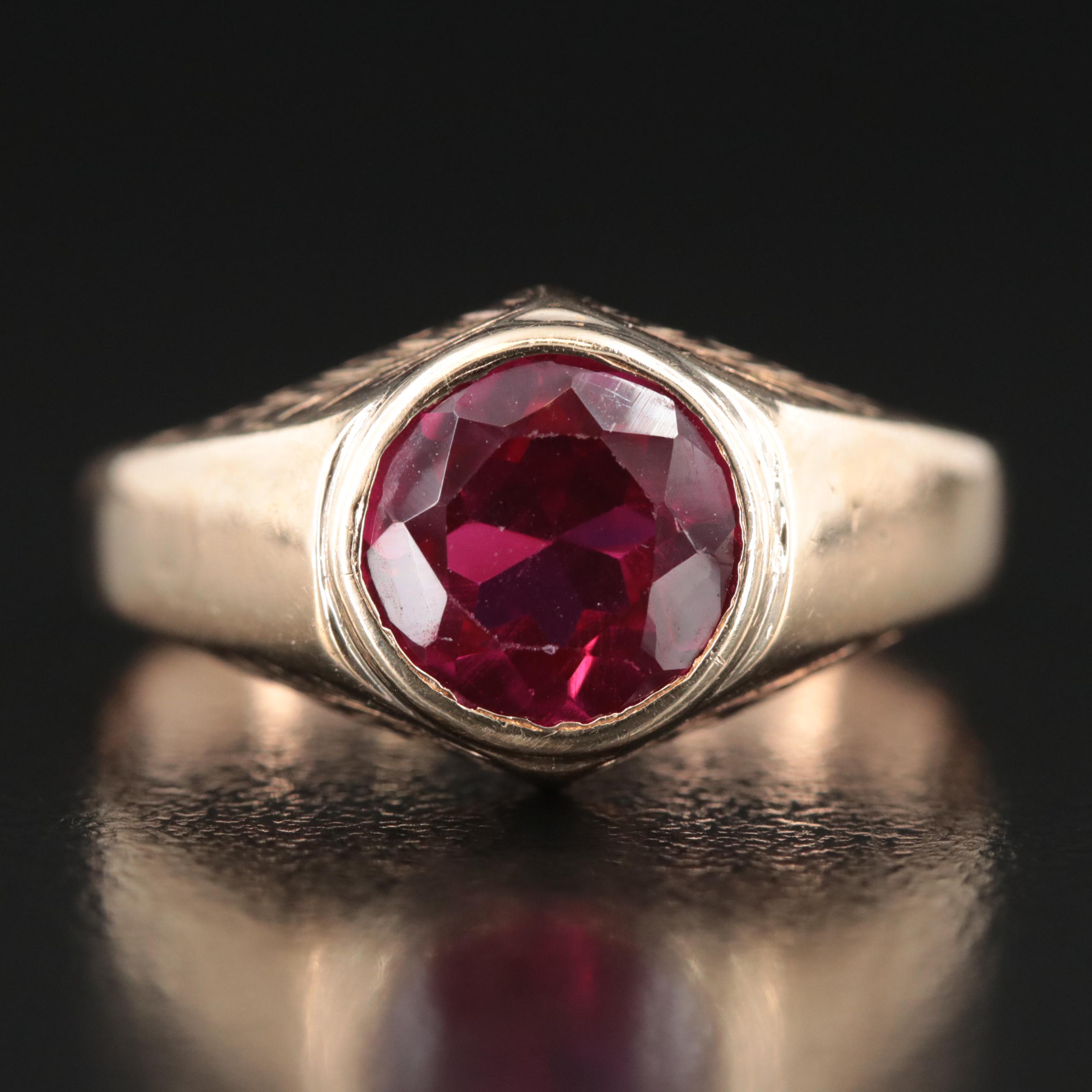 Vintage 10K Ruby Bezel Ring