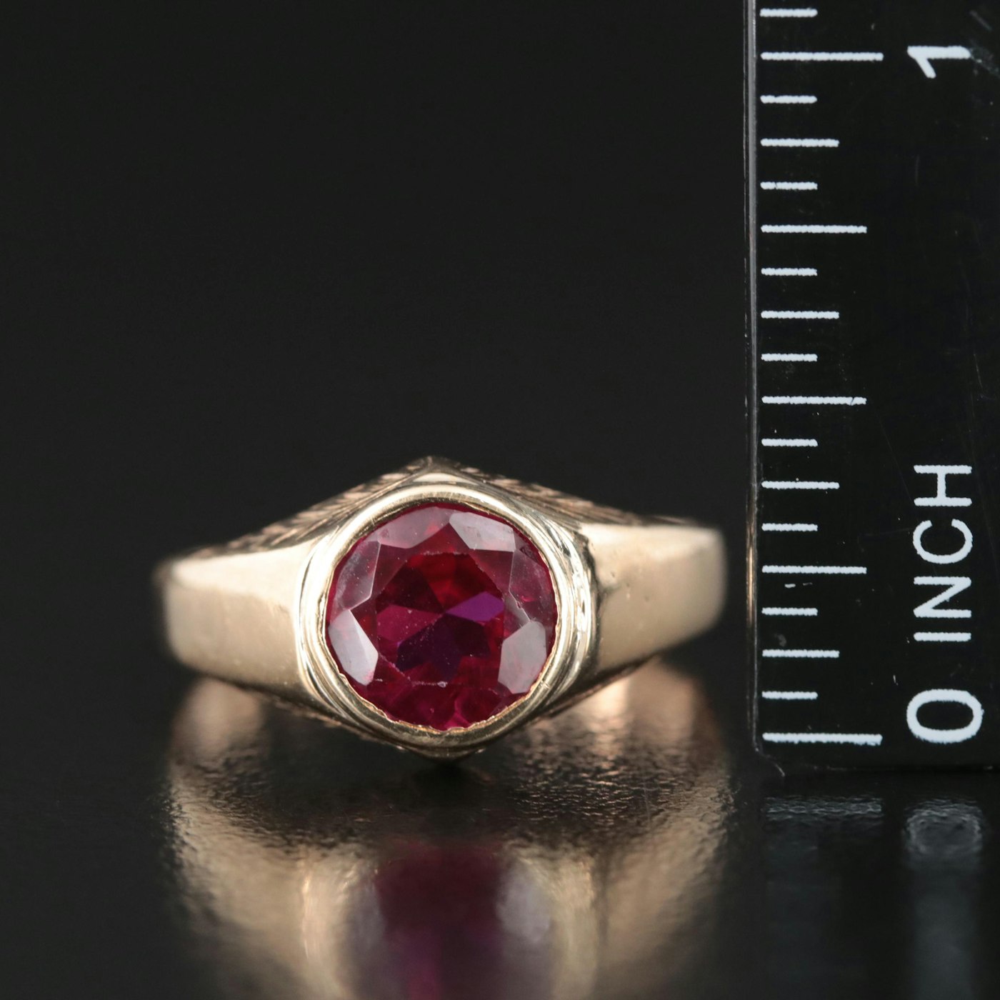 Vintage 10K Ruby Bezel Ring | Everything But The House