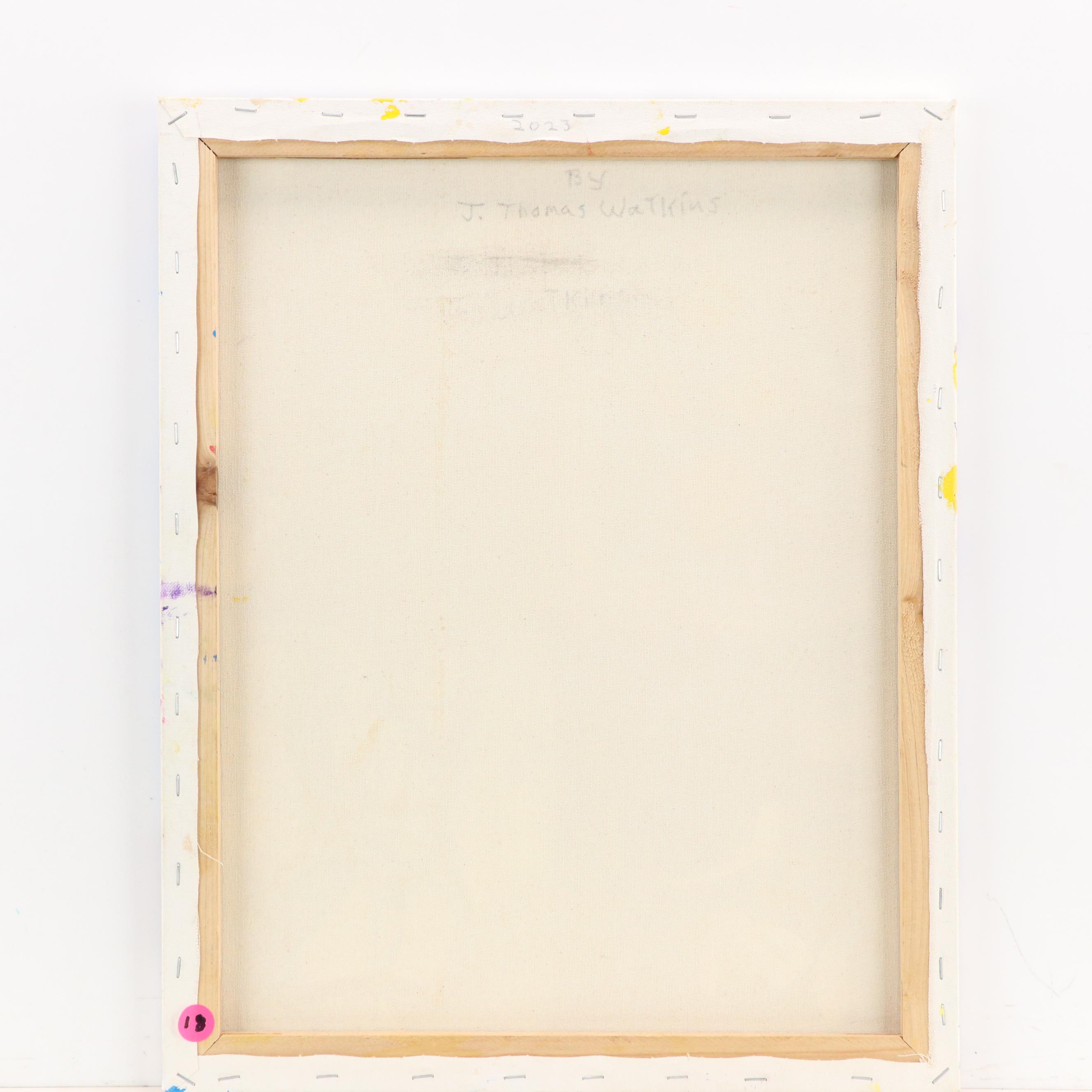 J. Thomas Watkins Surrealist Floral Acrylic Painting, 2023