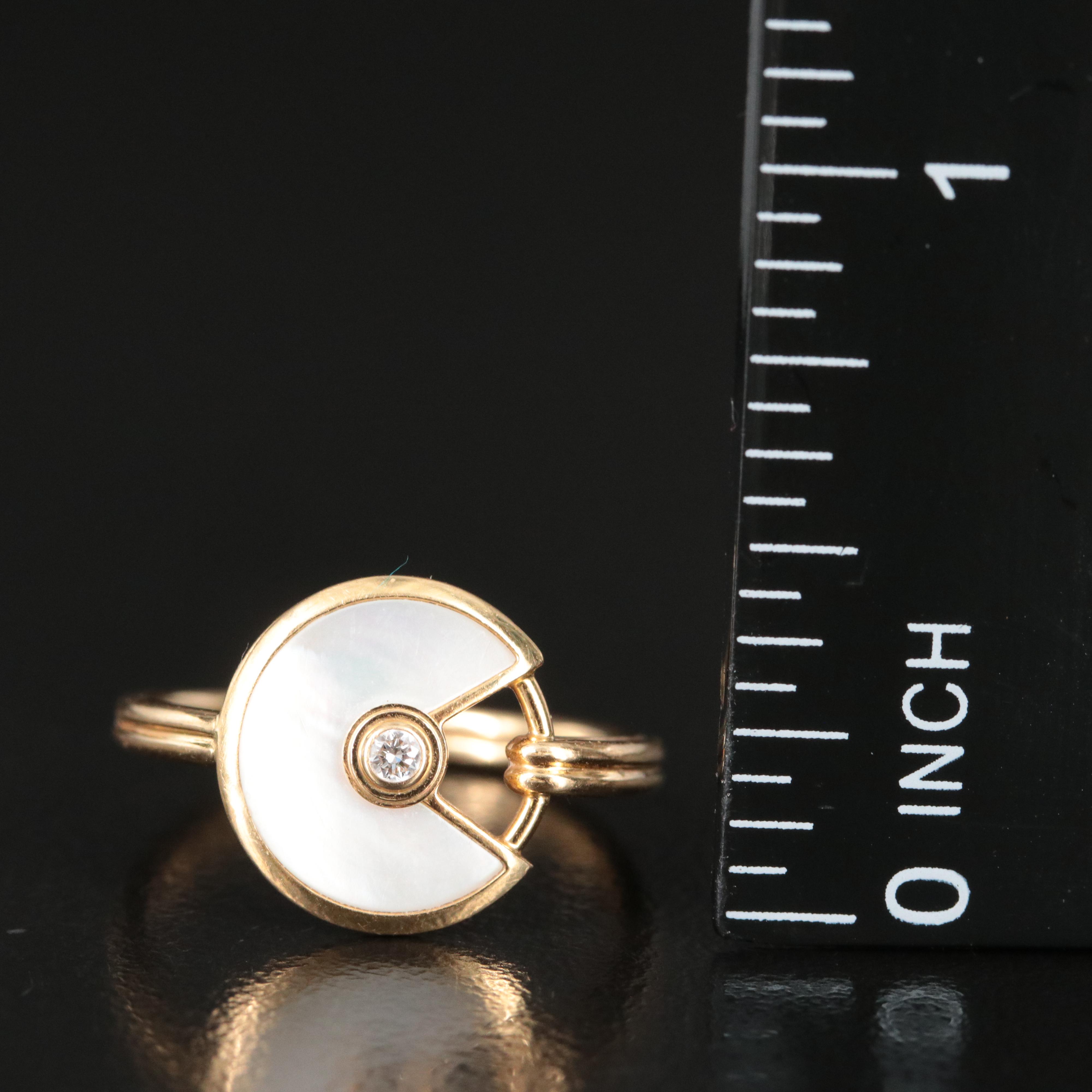 Cartier Amulette de Cartier 18K Mother of Pearl and Diamond Ring