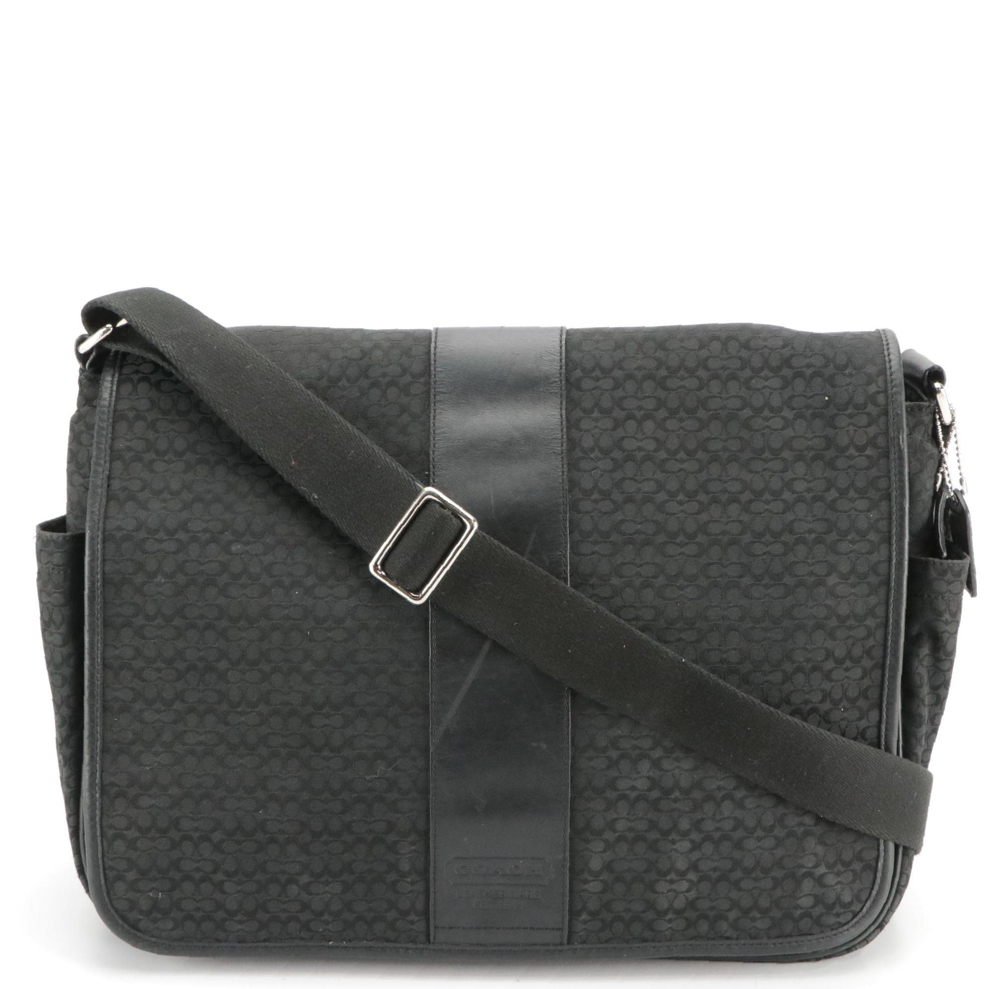 Coach Hudson Commuter Briefcase Bag in Black Signature Canvas and Leather Trim