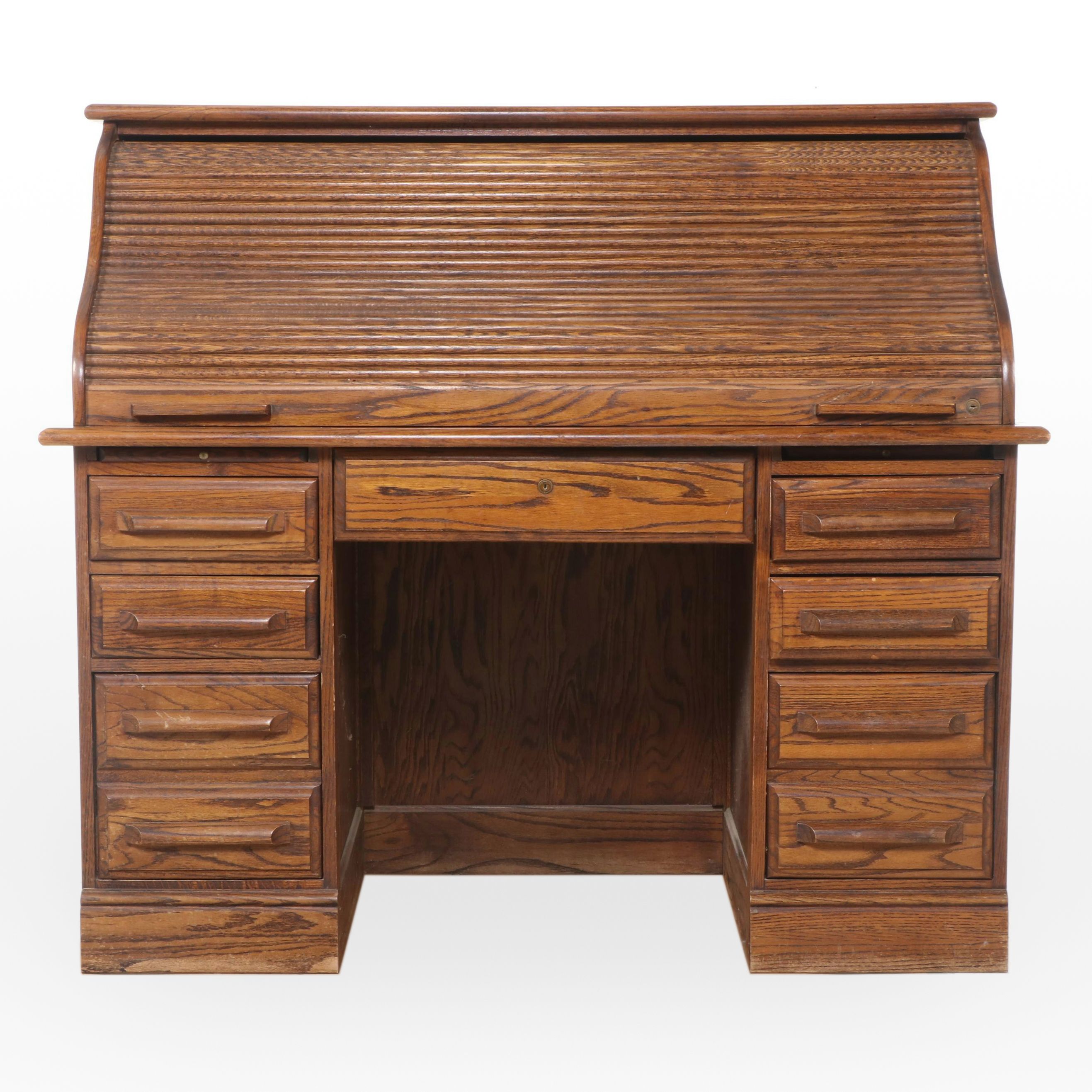 Riverside Furniture "Oak Creek" Roll-Top Desk, Late 20th Century