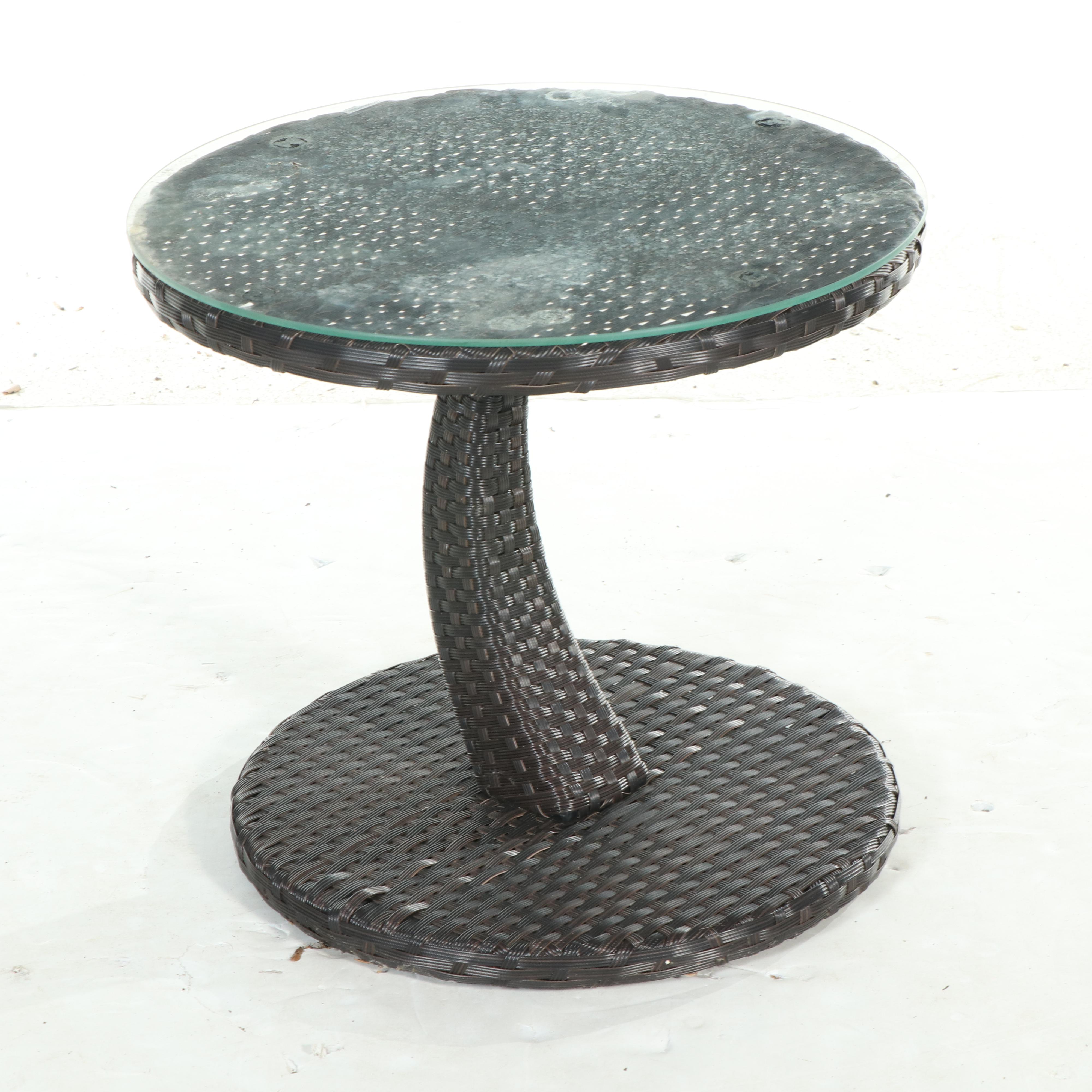 Resin Wicker Patio Side Table and Cooler, Incl. Allibert by Keter California